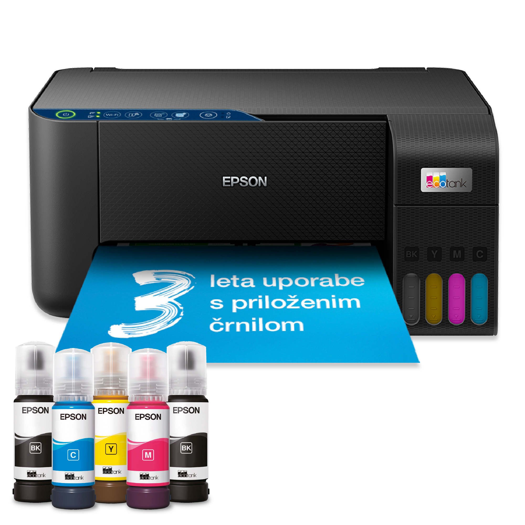 Večnamenski tiskalnik A4 EcoTank L3271 s povezljivostjo Wi-Fi in sistemom posod s črnilom, z vključenim črnilom za do 3 leta uporabe
