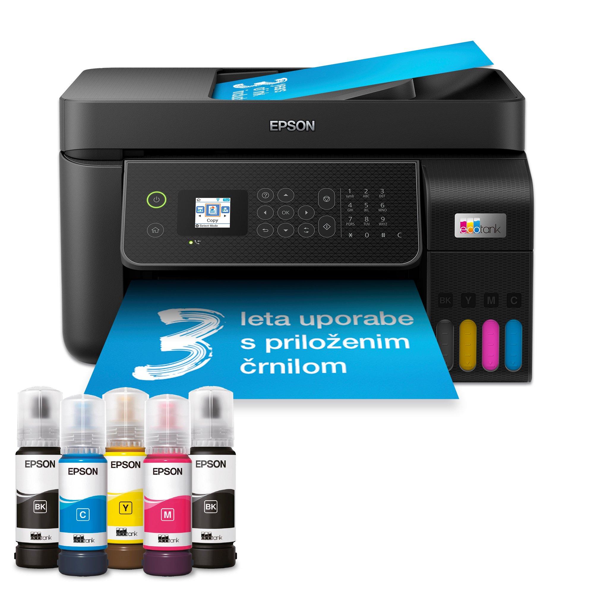 Večnamenski tiskalnik A4 EcoTank L5310 s povezljivostjo Wi-Fi in sistemom posod s črnilom, z vključenim črnilom za do 3 leta