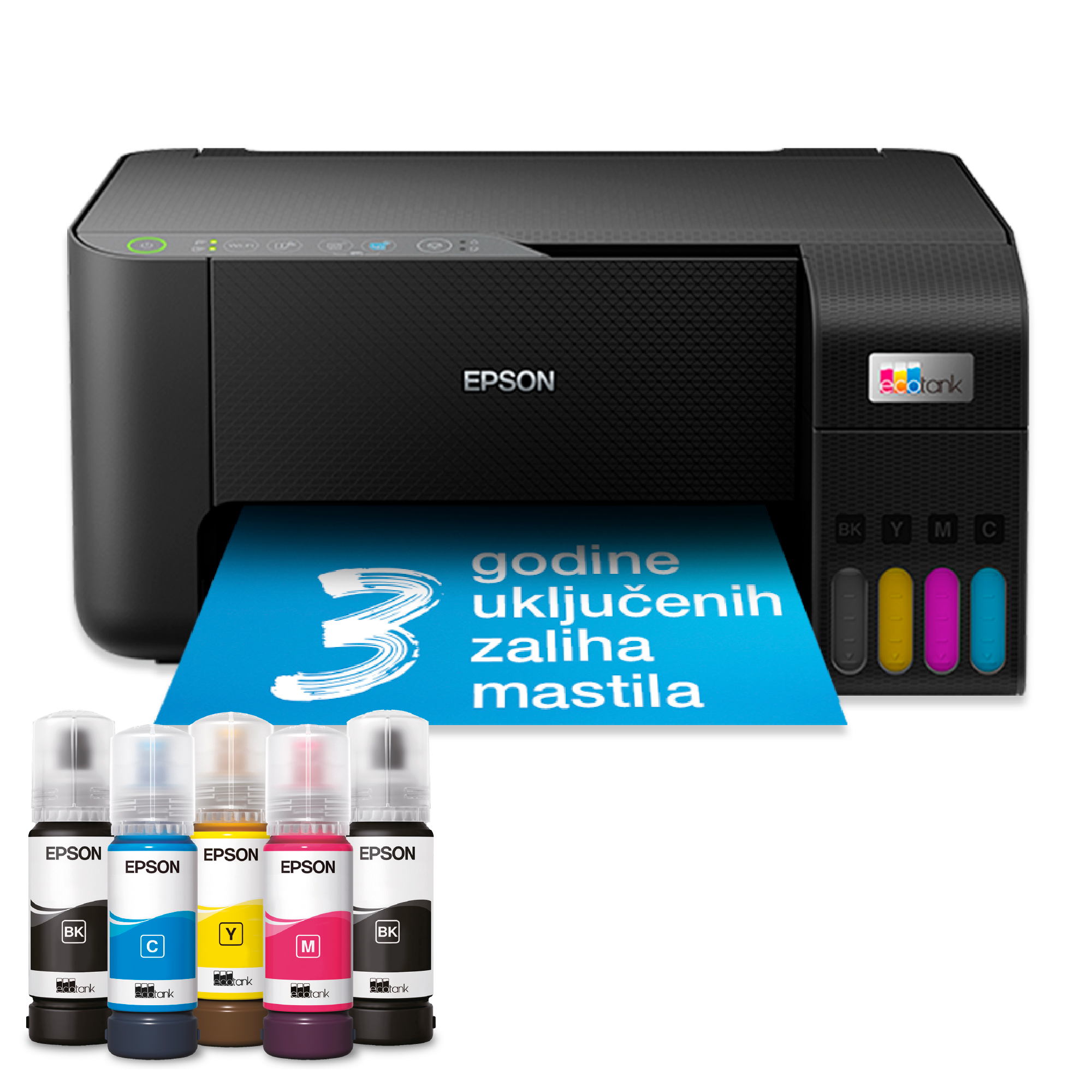 Multifunkcionalni štampač EcoTank L3270 formata A4 sa rezervoarom za mastilo, Wi-Fi vezom i mastilom dovoljnim za do 3 godine rada