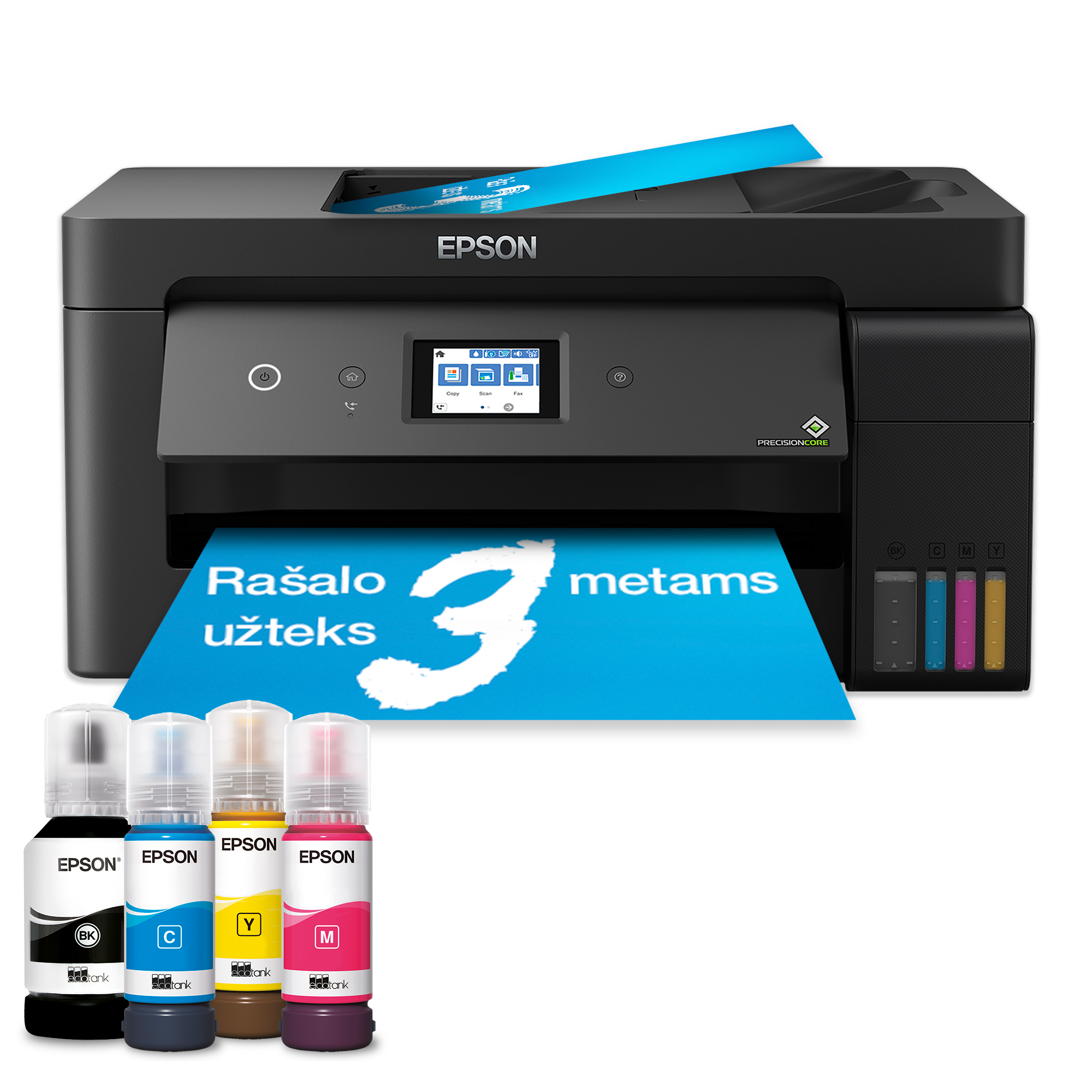 „EcoTank L14150“ A3+ daugiafunkcis spausdintuvas su „Wi-Fi“ ir rašalo talpykla, kurioje rašalo yra tiek, kad pakaks iki 3 metų