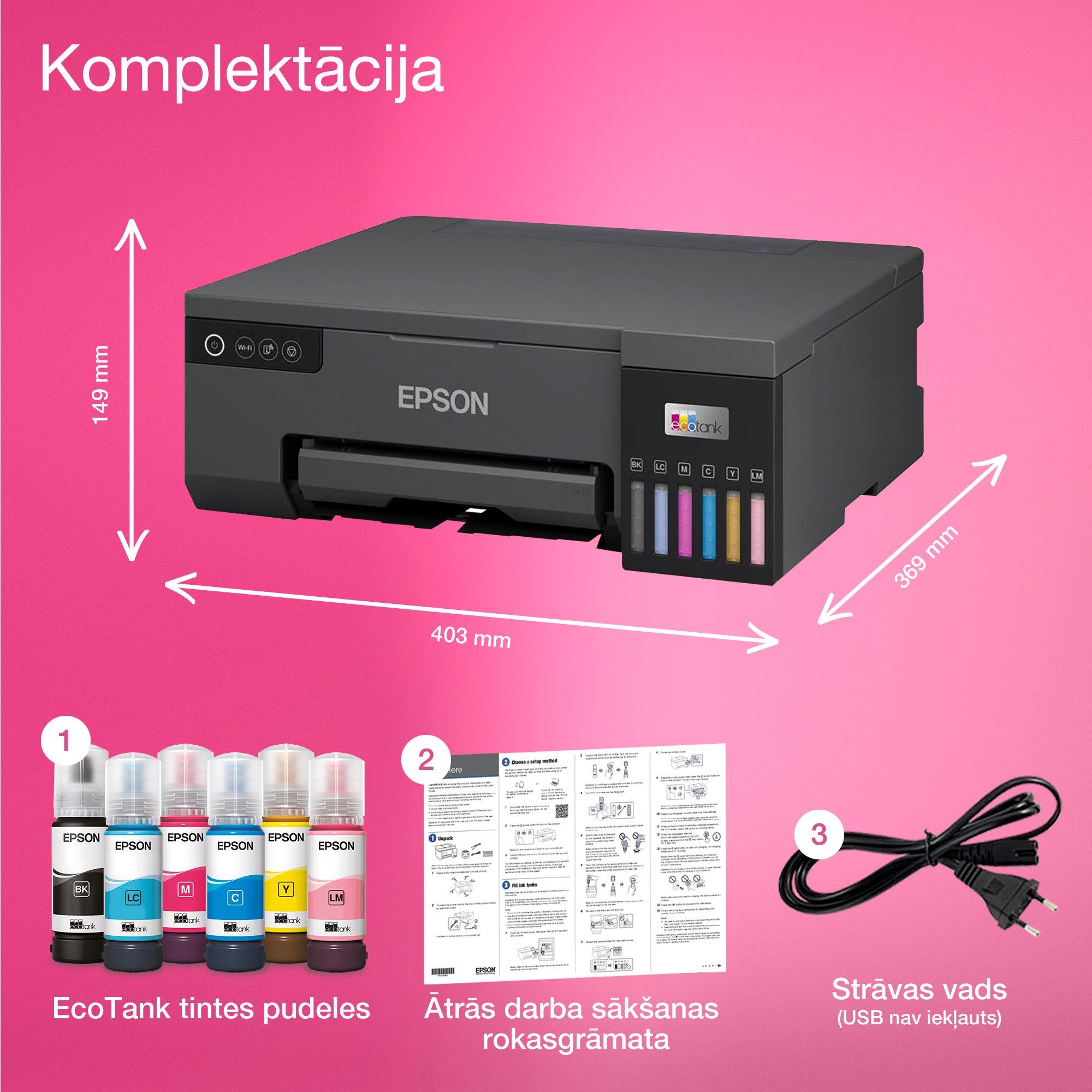 EcoTank L8050 A4 Wi-Fi tintes tvertnes fotoprinteris whats in the box