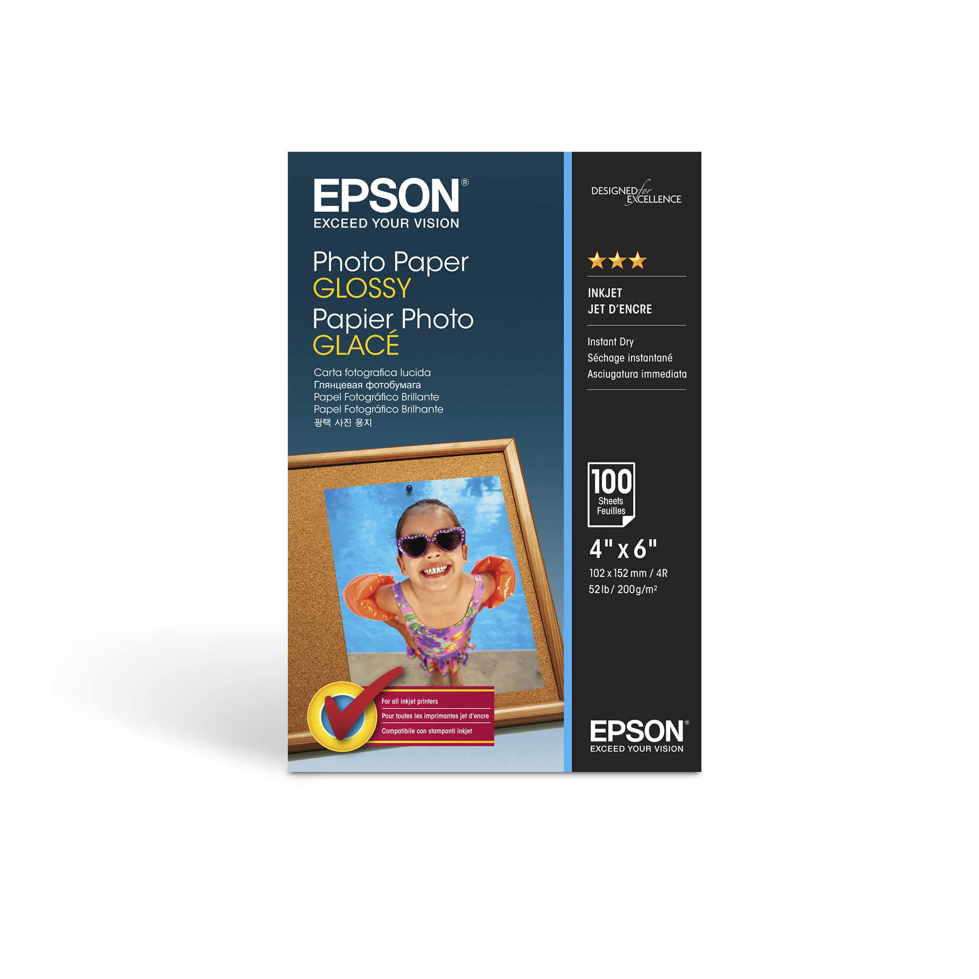 Epson Glossy Photo Paper (100 x 150mm), 200gsm, 100 sheets Paper and