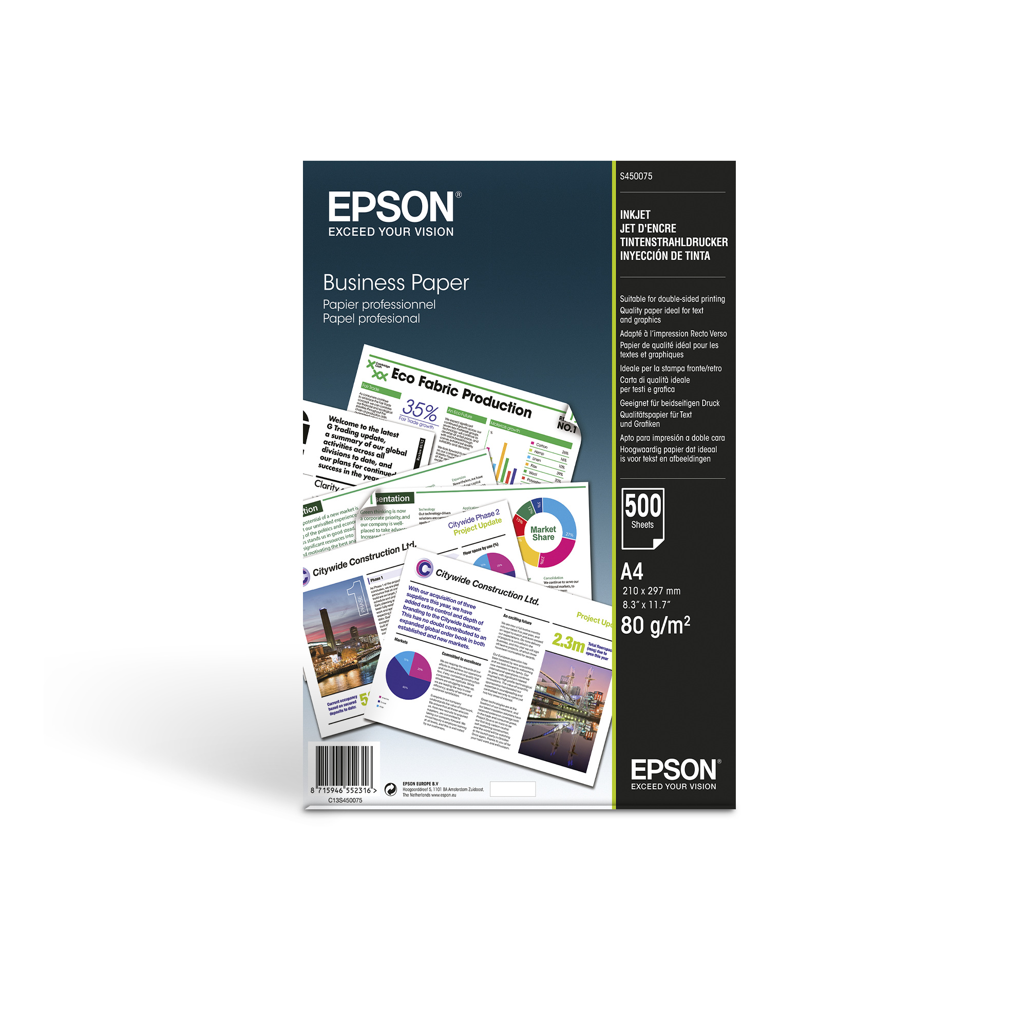 Epson A4 Inkjet Business Paper 80gsm, 500 sheets