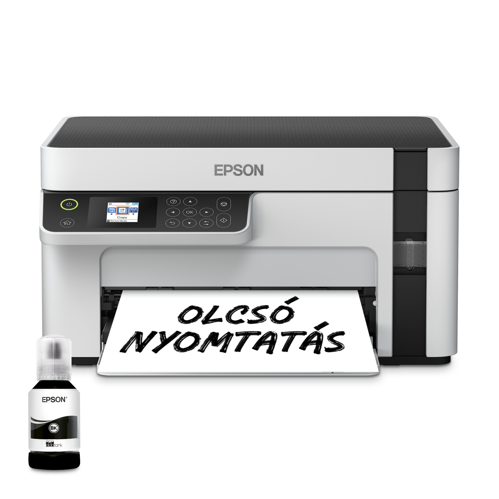 EcoTank M2120 A4-es méretű, többfunkciós, Wi-Fi-s, külső tintatartályos fekete-fehér nyomtató