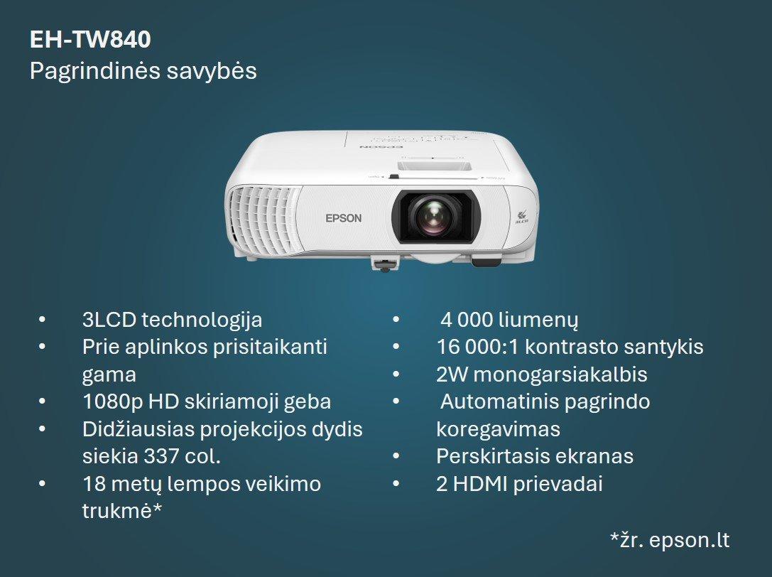 EH-TW840“ lempinis projektorius „Full HD“, du HDMI prievadai, 4