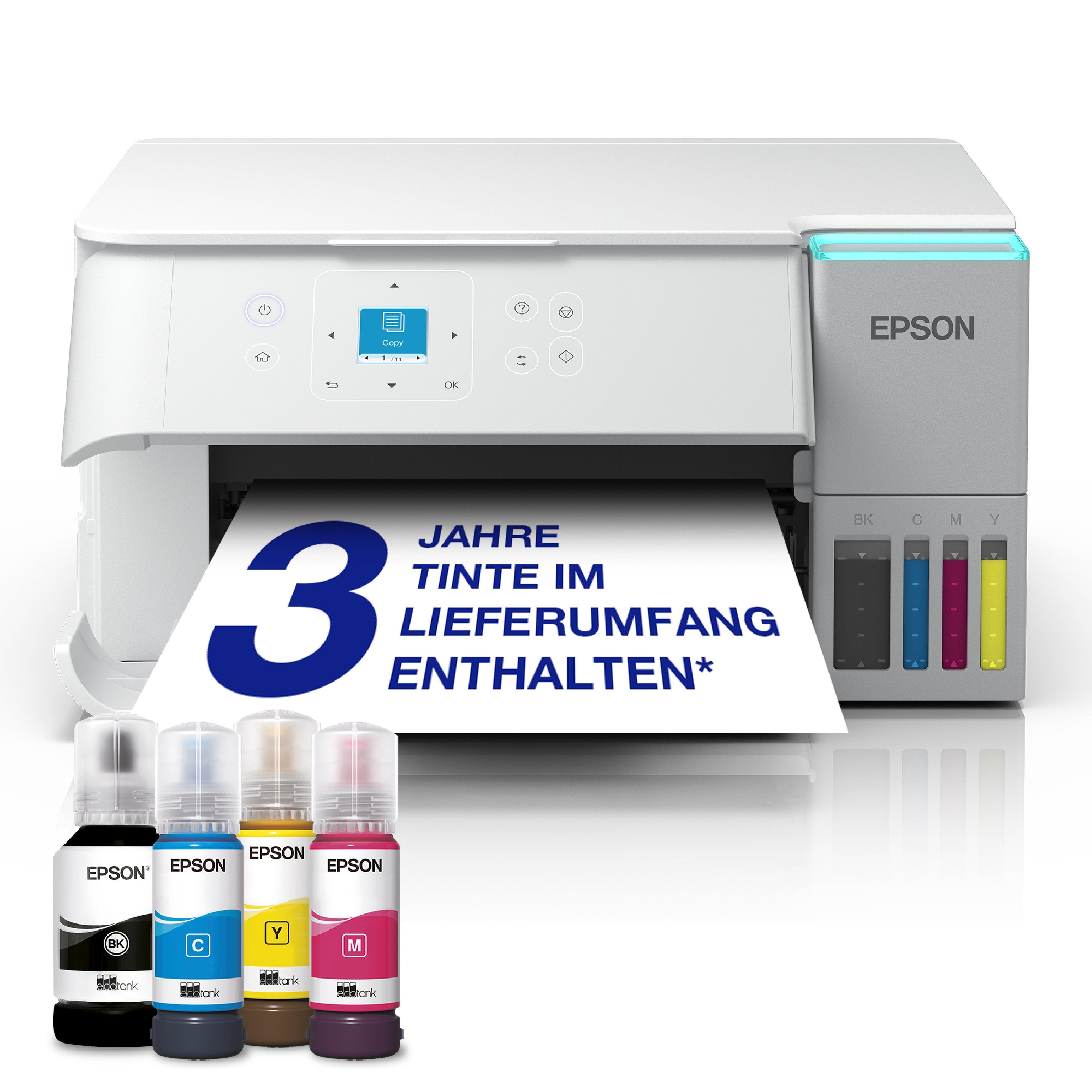 Weißer EcoTank ET-2956 A4-Multifunktions-Wi-Fi-Tintentankdrucker, mit einem im Lieferumfang enthaltenen Vorrat an Tinte für bis zu 3 Jahre