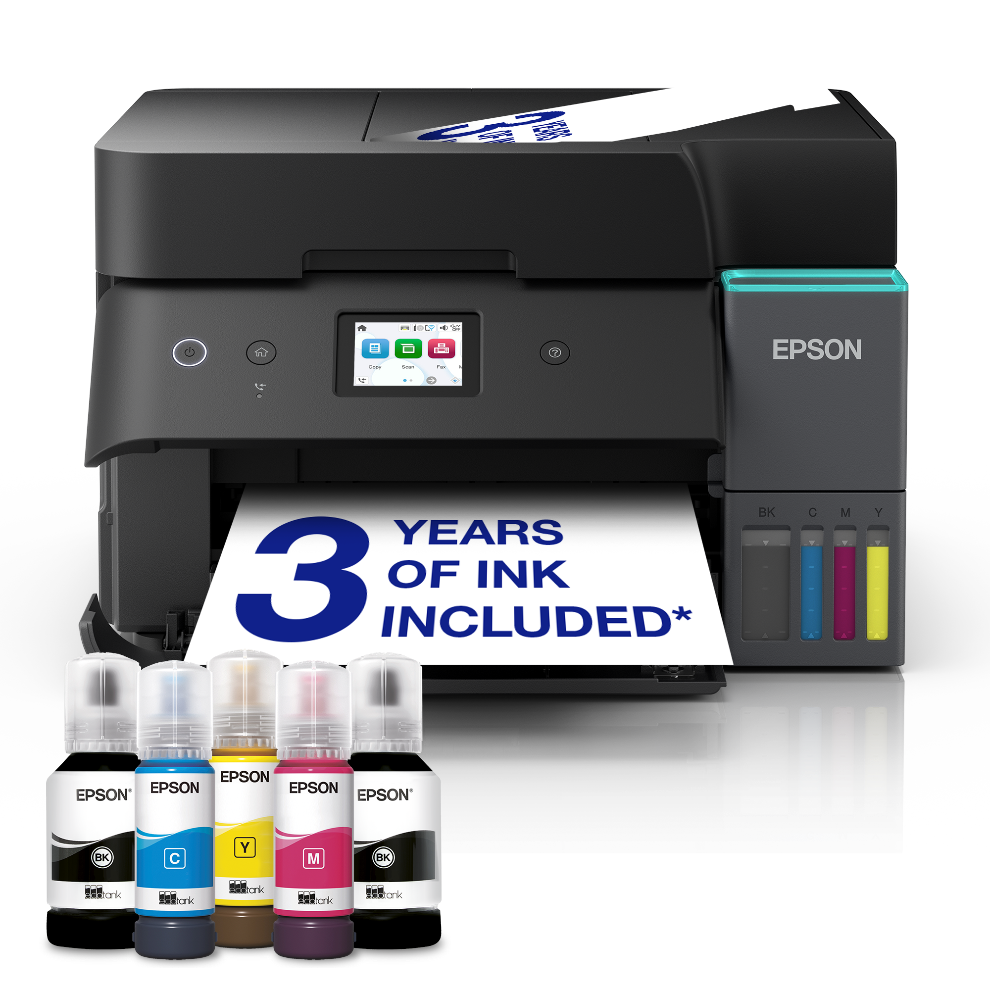 Solution d’impression A4 EcoTank ET-4950 avec Wi-Fi, réservoirs d’encre AirPrint, chargeur de documents, impression, numérisation, copie et fax recto verso + jusqu’à 3 ans d’encre inclus