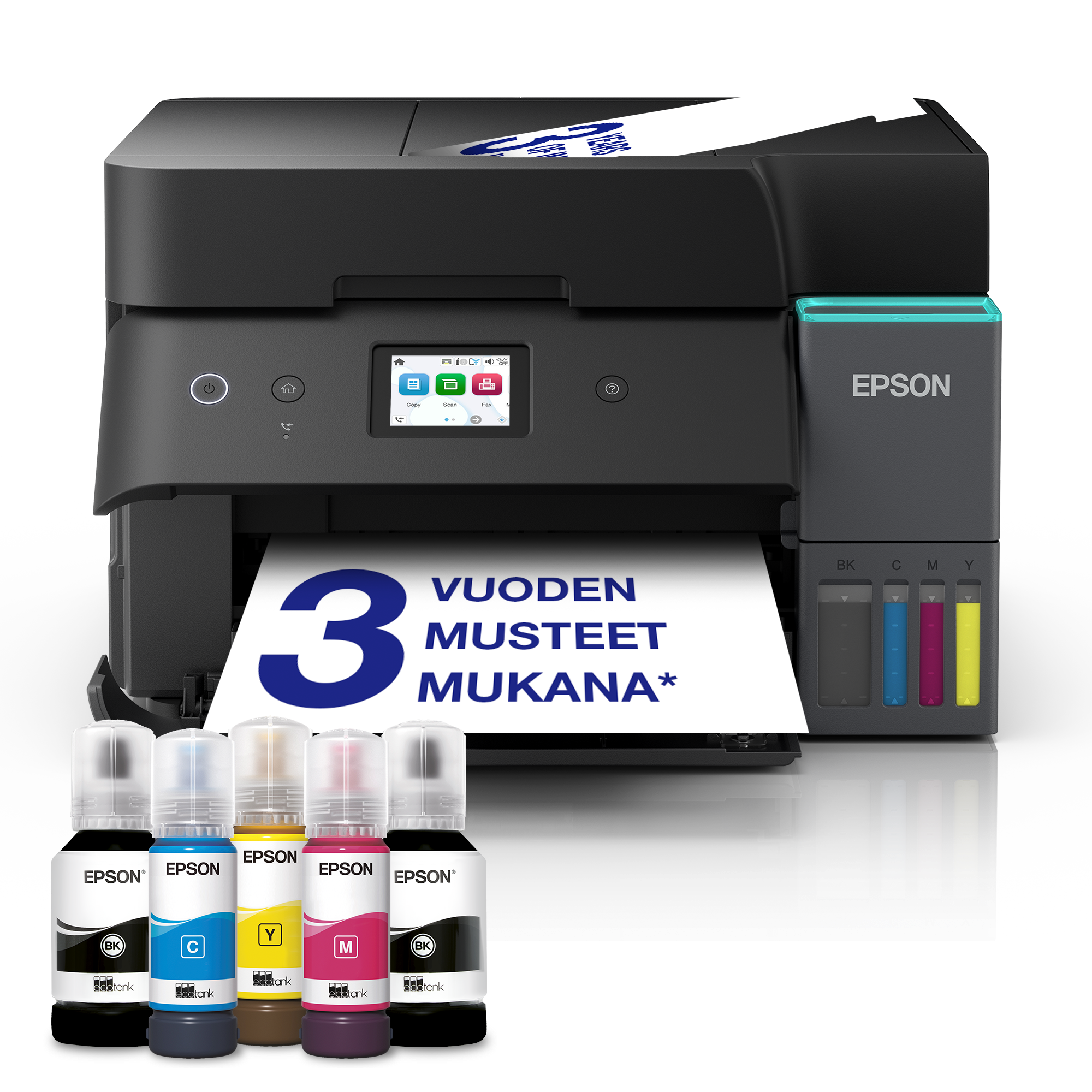 EcoTank ET-4950 A4 -monitoimimustesäiliötulostin Wi-Fi- ja AirPrint-ominaisuudella ja automaattinen arkinsyöttölaite, kaksipuolinen tulostus, skannaus, kopiointi ja faksi, mukana jopa 3 vuoden musteet