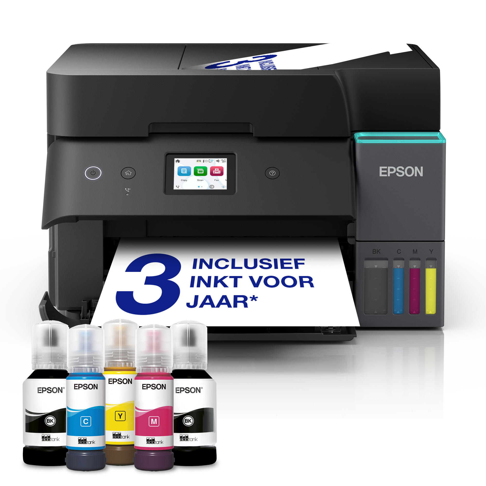 EcoTank ET-4950 multifunctionele A4-printer met inkttank, Wi-Fi, AirPrint en ADF, dubbelzijdig printen, scannen, kopiëren en faxen, tot 3 jaar inkt inbegrepen