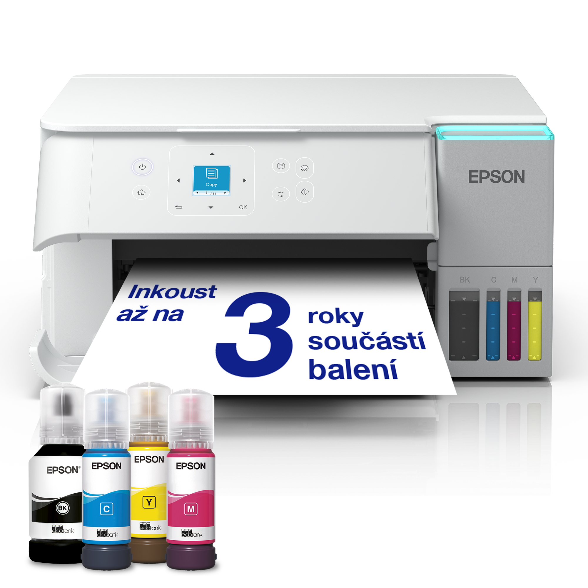 EcoTank L4366 bílá multifunkční tiskárna A4 s inkoustovou nádržkou, Wi-Fi a AirPrint, s funkcí skenování, kopírování a oboustranného tisku, včetně inkoustu až na 3 roky