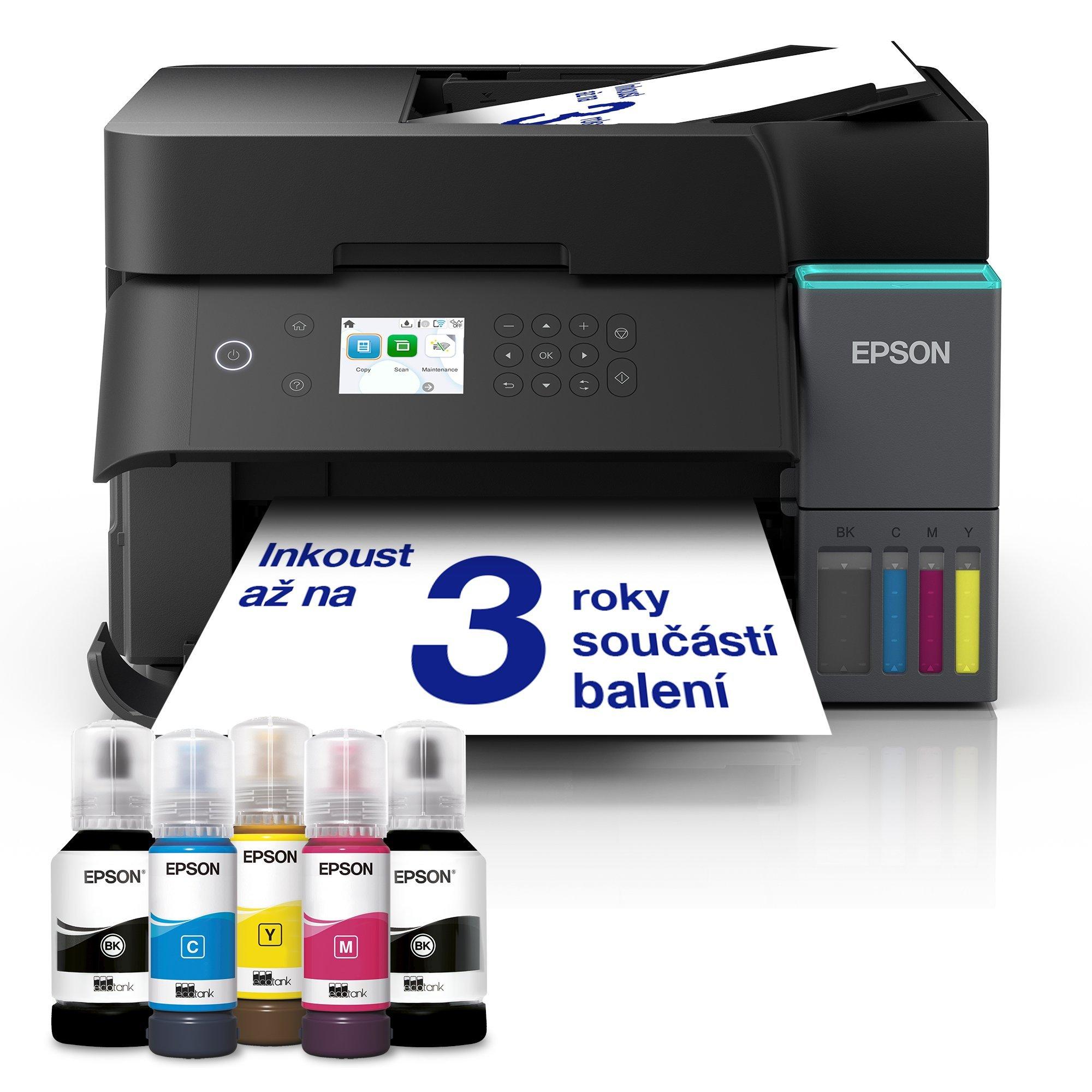 EcoTank L6370 multifunkční tiskárna A4 s inkoustovou nádržkou, Wi-Fi a AirPrint, s ADF, s funkcí oboustranného tisku, skenování a kopírován, včetně inkoustu až na 3 roky