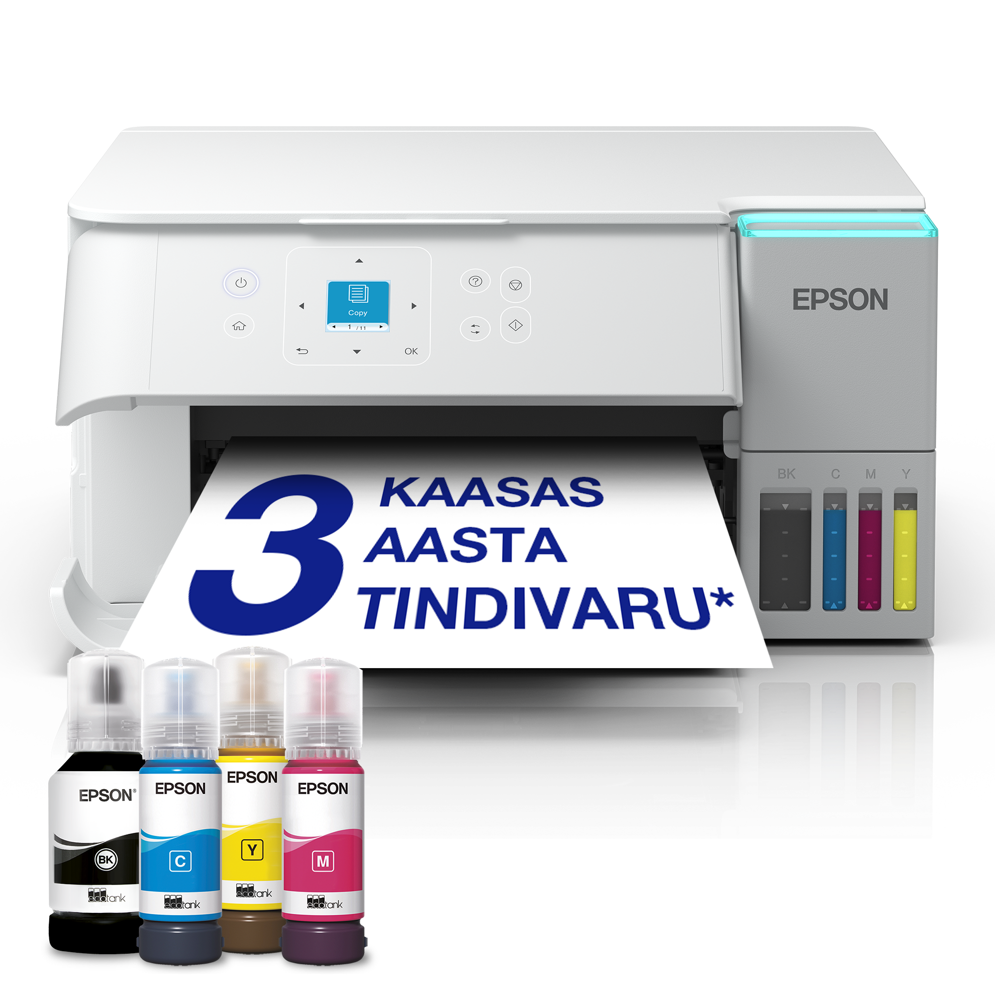 EcoTank L4366 valge A4 multifunktsionaalne Wi-Fi ja AirPrinti tindimahutiga printer, lisaks skannimine, kopeerimine ja kahepoolne printimine, kuni 3 aastat tinti kaasas