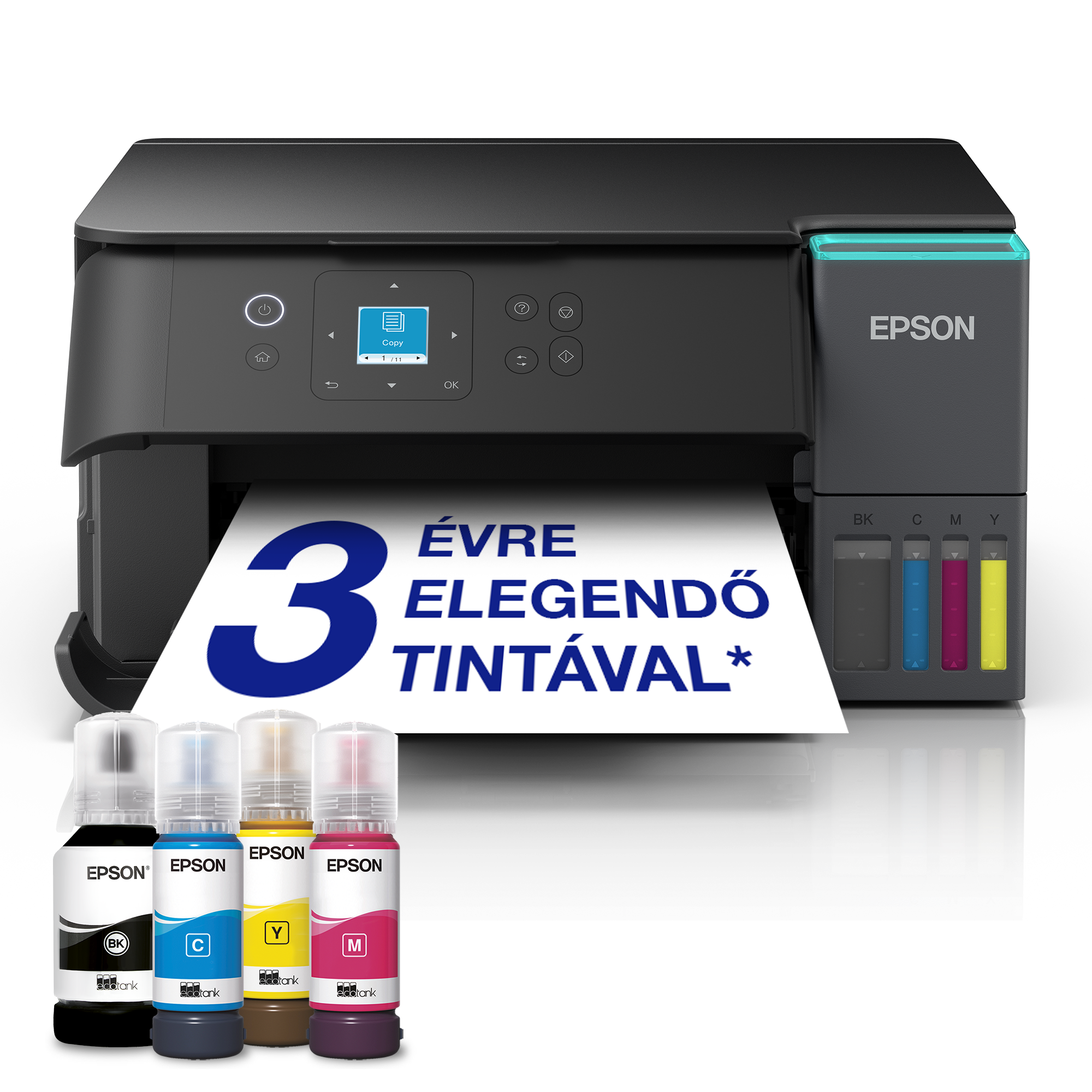 EcoTank L4360 többfunkciós, Wi-Fi-s, AirPrint-funkciós, tintatartályos, A4-es nyomtató, szkenneléssel, másolással és kétoldalas nyomtatással, valamint akár 3 évre elegendő tintával