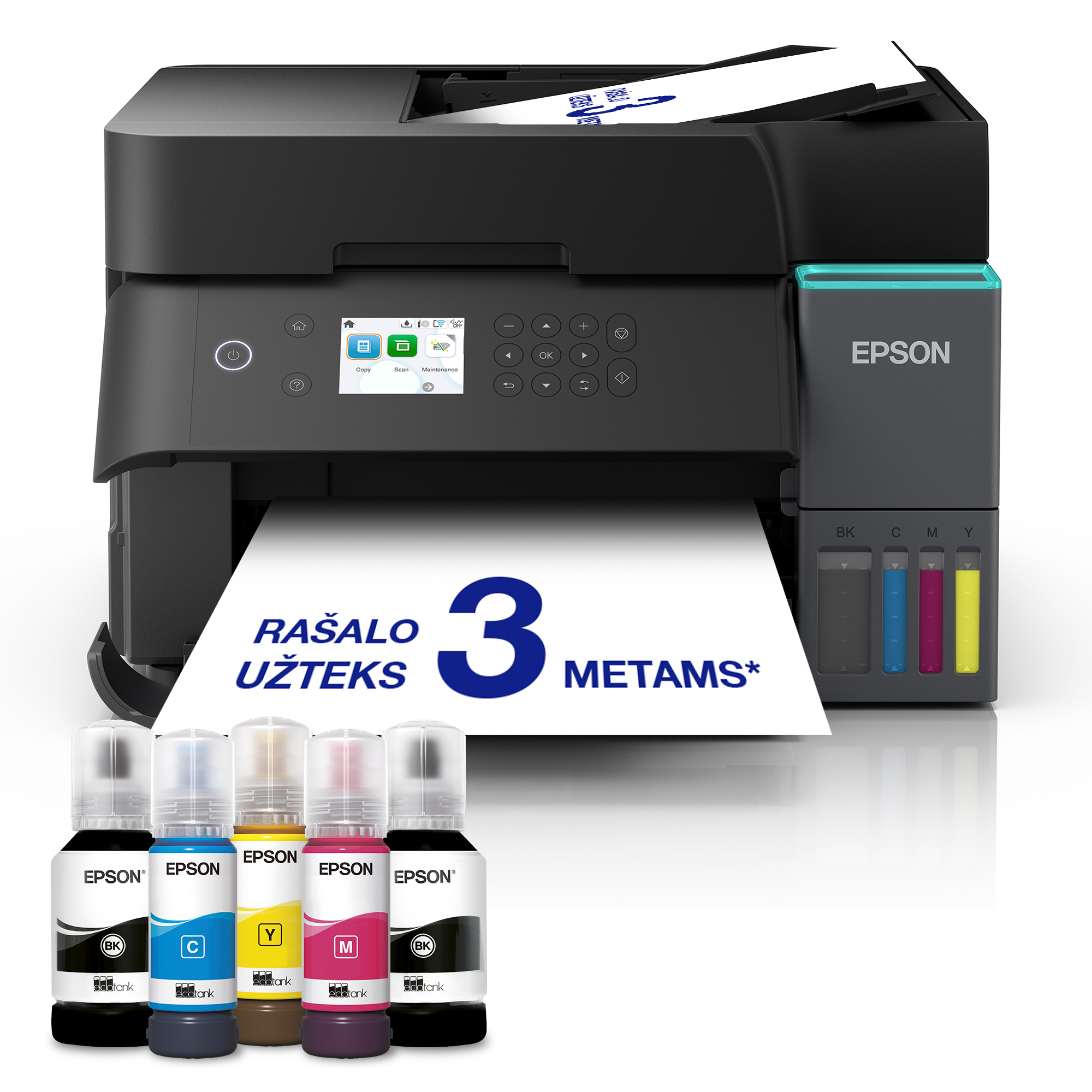 „EcoTank L6370“ A4 daugiafunkcis spausdintuvas su „Wi-Fi“, ADT, dvipusio spausdinimo, skenavimo, kopijavimo funkcijomis ir „AirPrint“ rašalo talpykla, kurioje rašalo yra tiek, kad pakaks iki 3 metų