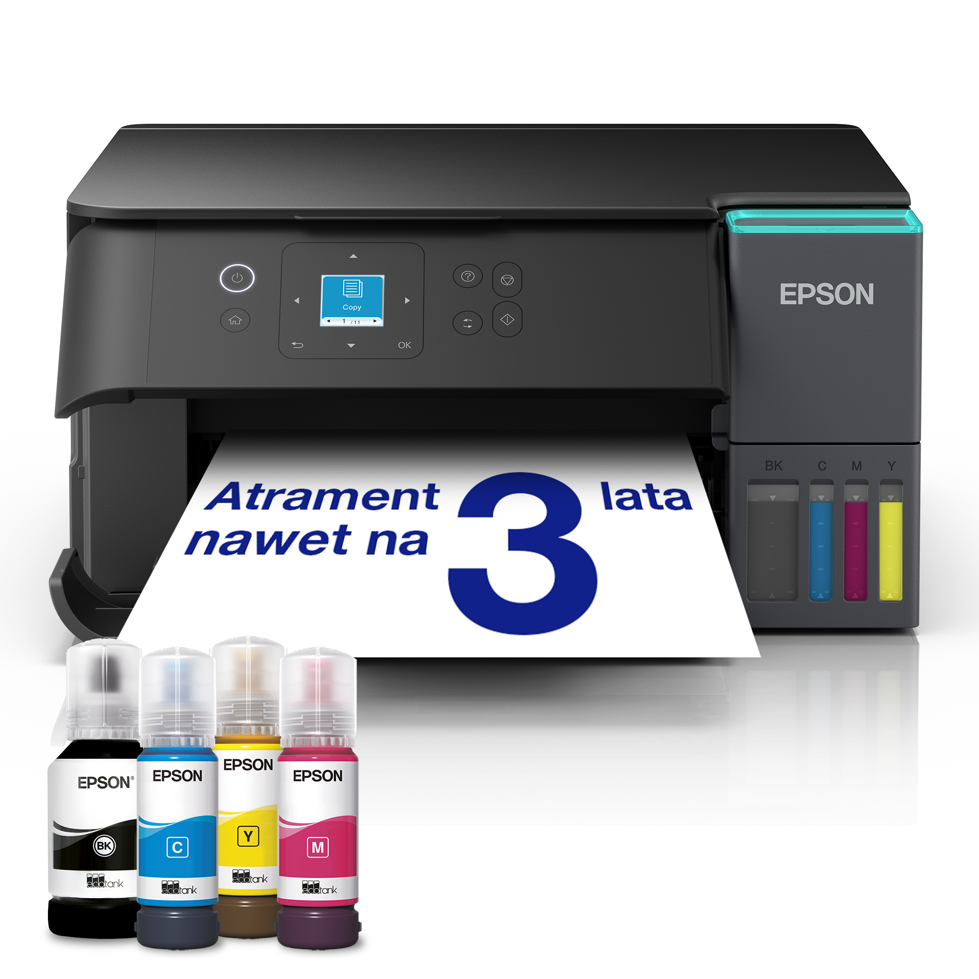 EcoTank L4360 – wielofunkcyjna drukarka A4 z Wi-Fi, stałym zasilaniem w atrament, AirPrint, skanowaniem, kopiowaniem, drukowaniem dwustronnym i zapasem atramentu do 3 lat w zestawie