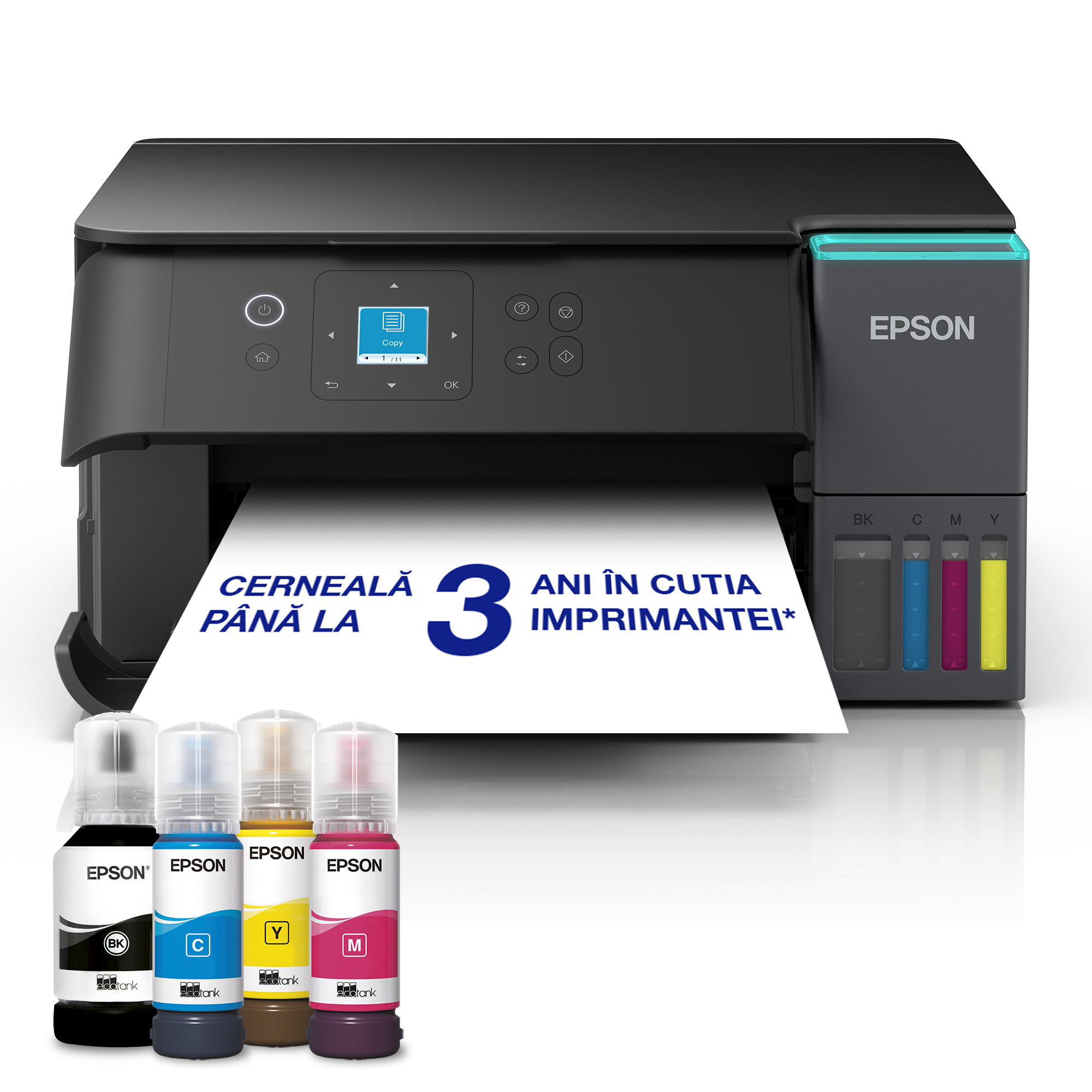 EcoTank L4360 - Multifuncțional A4 cu Wi-Fi și imprimantă cu rezervor de cerneală AirPrint, funcții de scanare, copiere și imprimare față-verso, cu cerneală inclusă pentru până la 3 ani