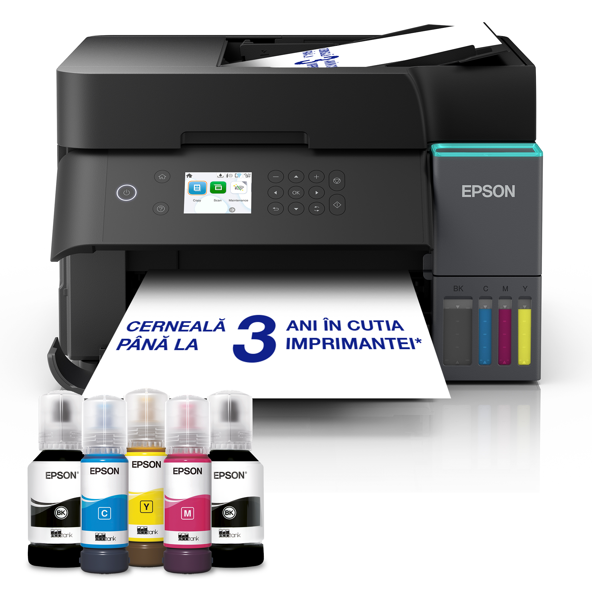 EcoTank L6370 - Multifuncțional A4 cu Wi-Fi și imprimantă cu rezervor de cerneală AirPrint cu ADF, funcții de imprimare față-verso, scanare și copiere, cu cerneală inclusă pentru până la 3 ani