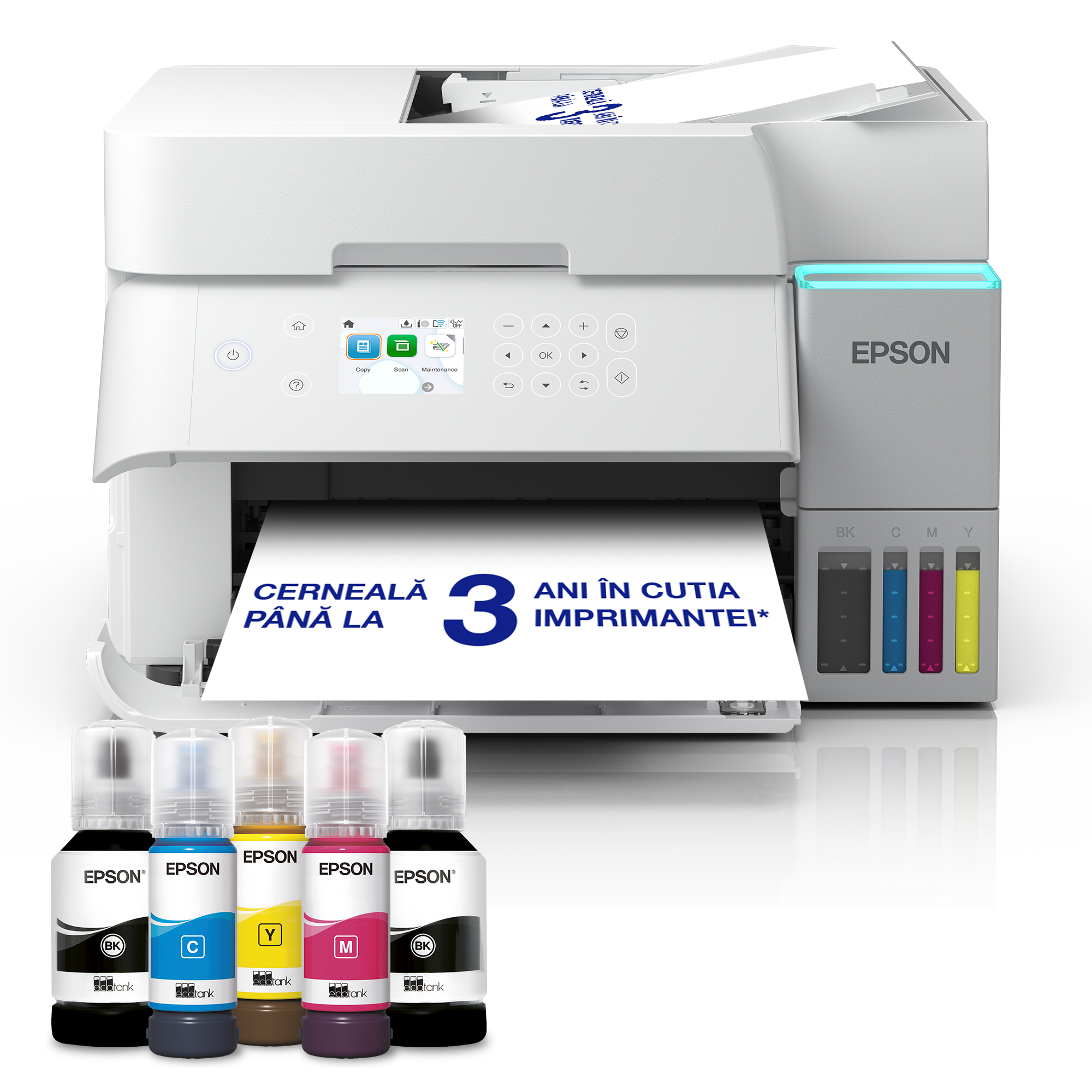 EcoTank L6376 - Multifuncțional A4 alb cu Wi-Fi și imprimantă cu rezervor de cerneală AirPrint cu ADF, funcții de imprimare duplex, scanare și copiere, cu cerneală inclusă pentru până la 3 ani