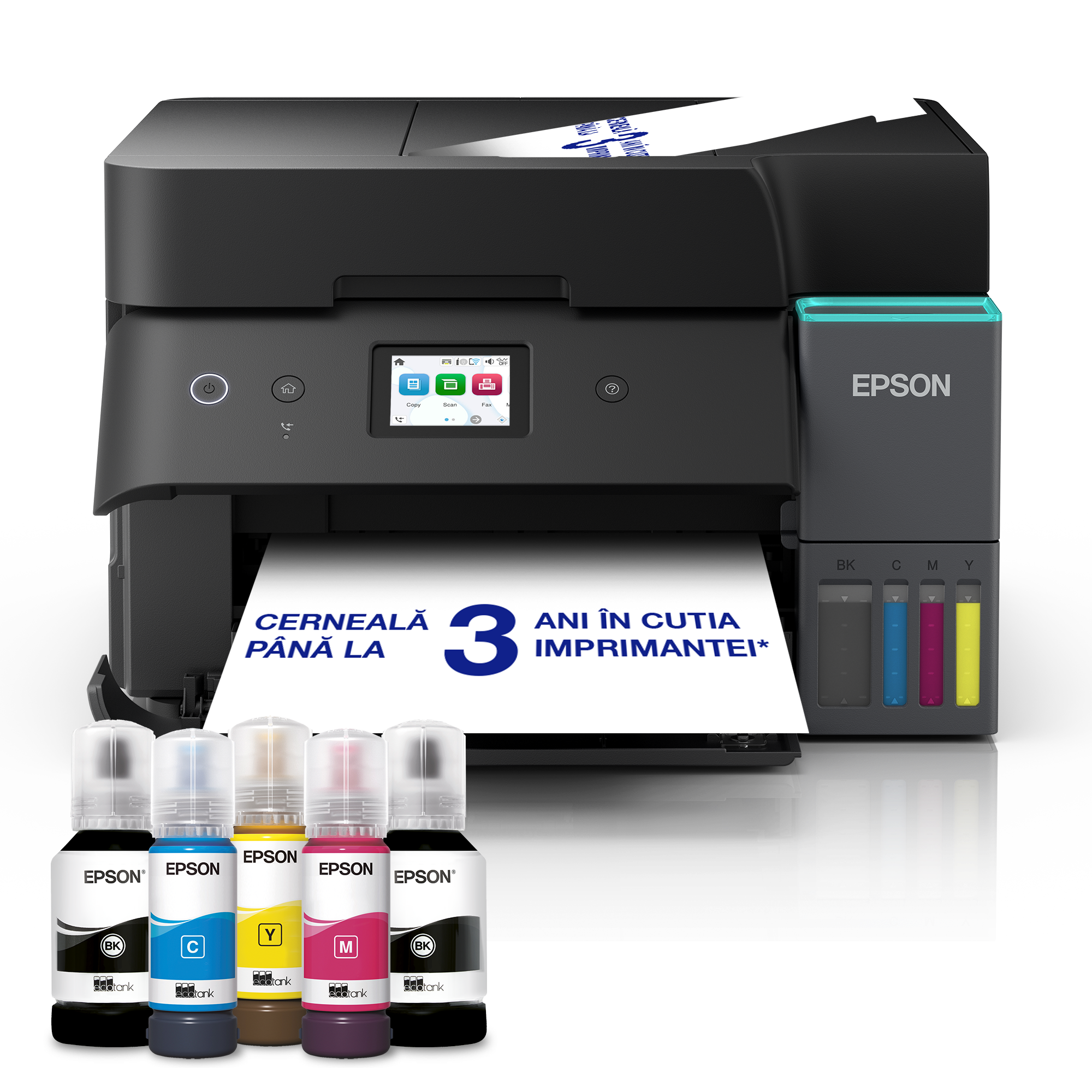 EcoTank L6390 - Multifuncțional A4 cu Wi-Fi și imprimantă cu rezervor de cerneală AirPrint cu ADF, funcții de imprimare duplex, scanare, copiere și fax, cu cerneală inclusă pentru până la 3 ani