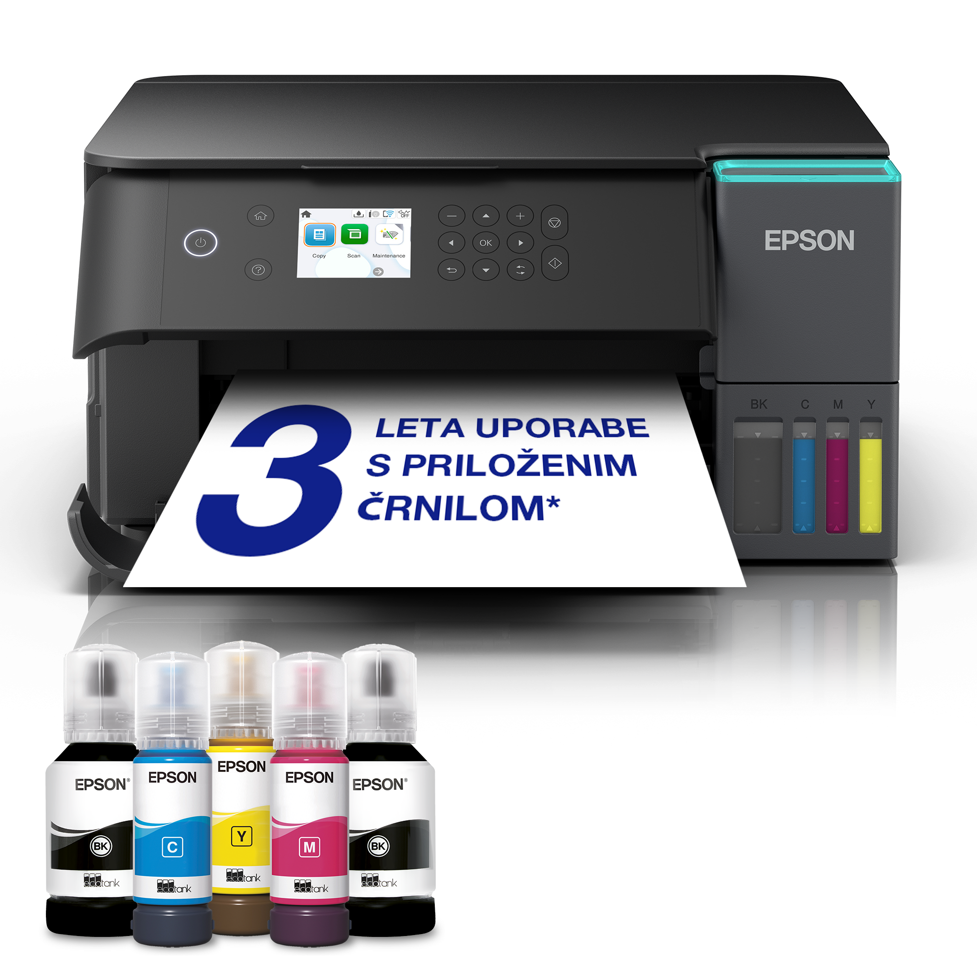 Večnamenski tiskalnik A4 EcoTank L6360 Wi-Fi-jem in AirPrint ter sistemom posod s črnilom, optičnim branjem, kopiranjem in obojestranskim tiskanjem, s črnilom za do 3 leta uporabe