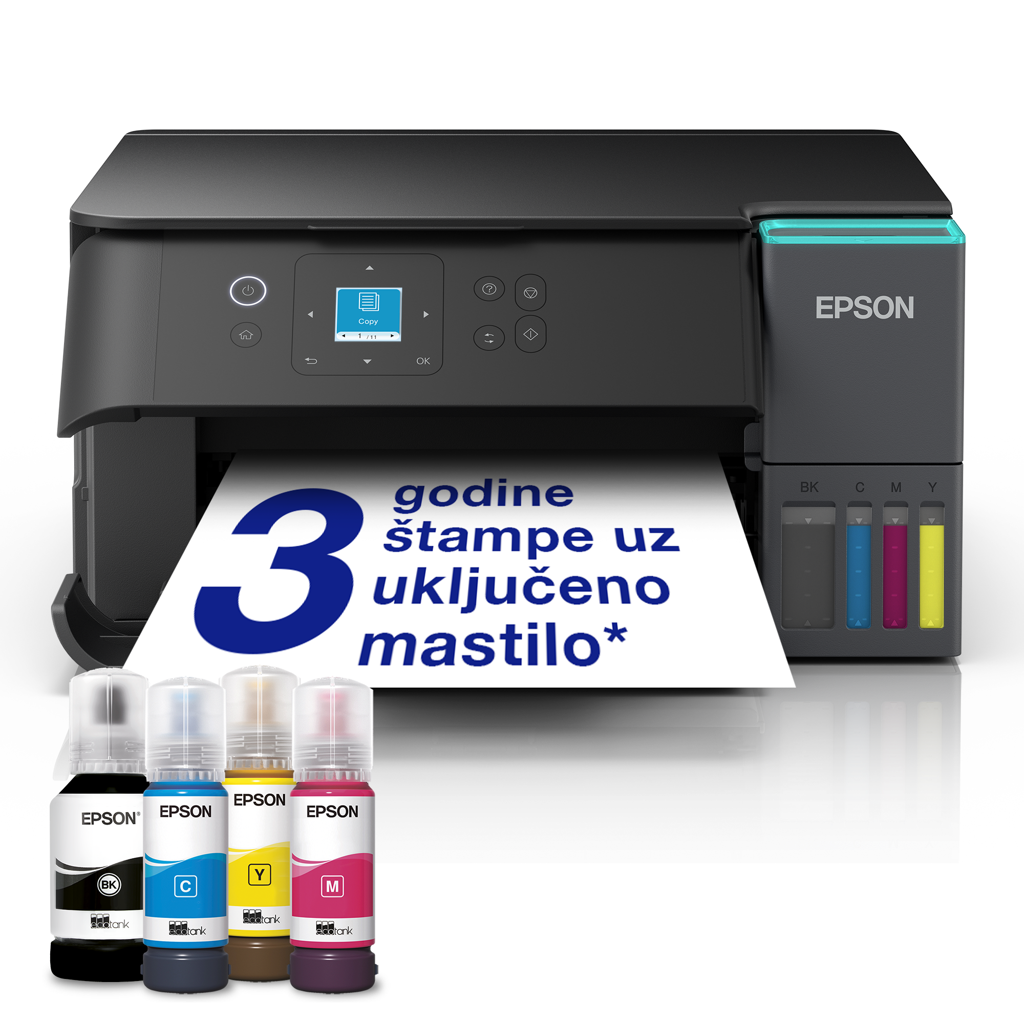 EcoTank L4360 multifunkcionalni štampač formata A4 sa Wi-Fi vezom, AirPrint rezervoarom za mastilo, opcijama skeniranja, kopiranja i dvostranog štampanja i mastilom dovoljnim za do 3 godine rada