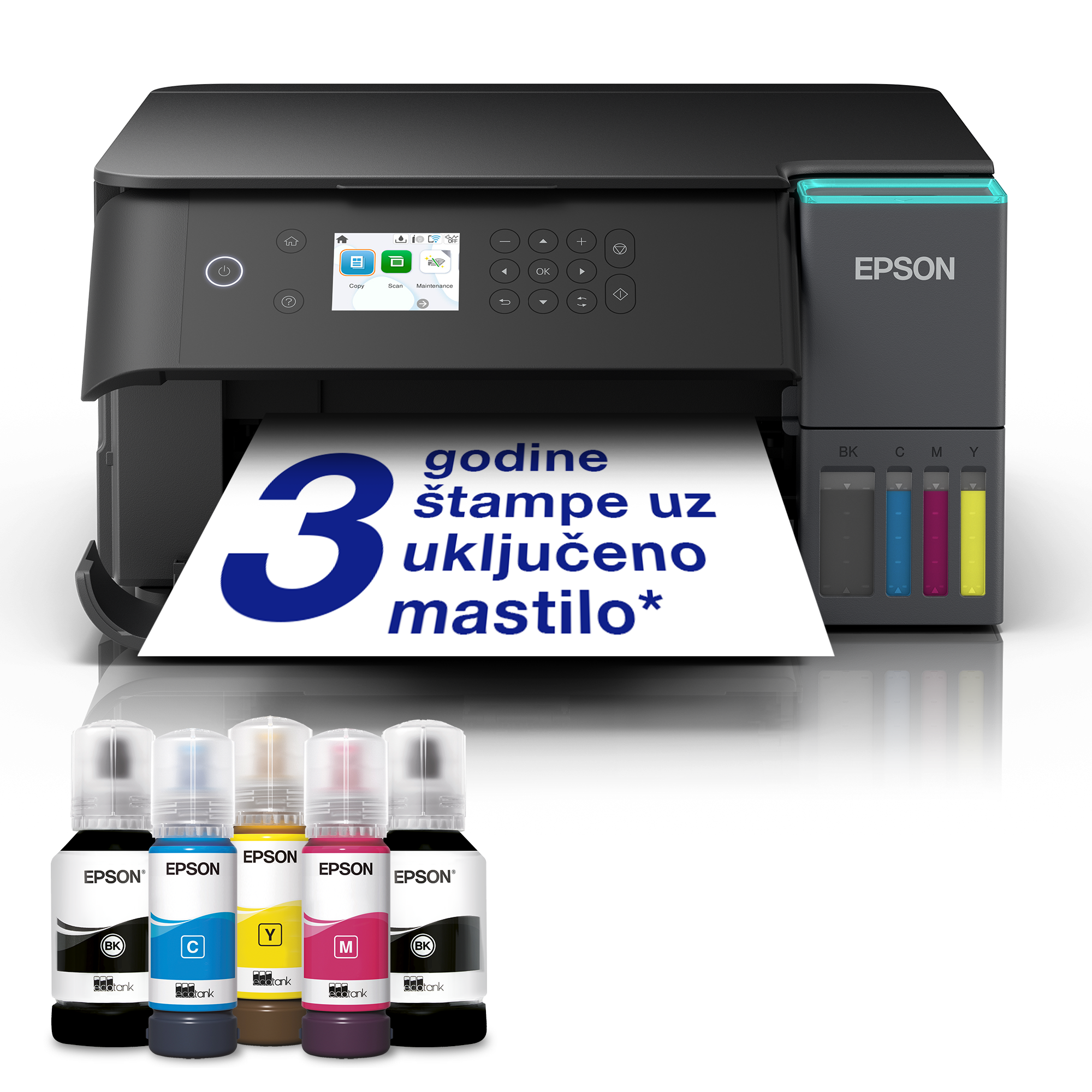 EcoTank L6360 multifunkcionalni štampač formata A4 sa Wi-Fi vezom, AirPrint rezervoarom za mastilo, opcijama skeniranja, kopiranja i dvostranog štampanja i mastilom dovoljnim za do 3 godine rada