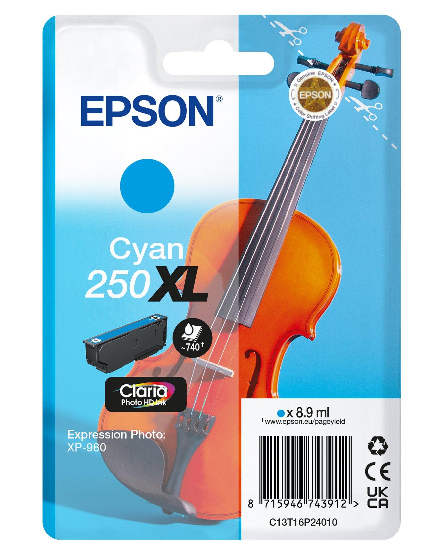 Singlepack Cyan 250XL Violin Claria Photo HD Ink