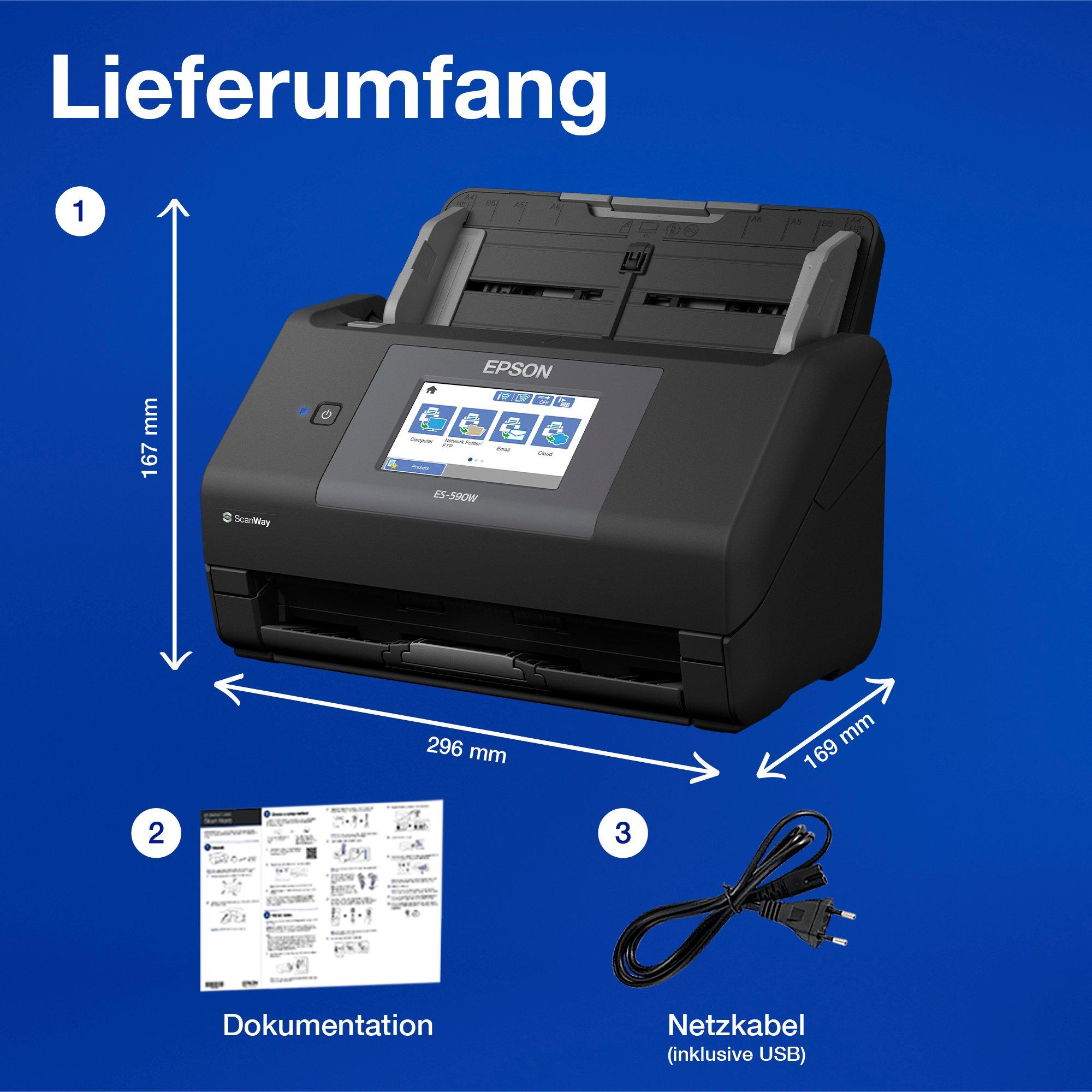 WorkForce ES-590W: DIN-A4-Scanner mit automatischer Duplexfunktion whats in the box