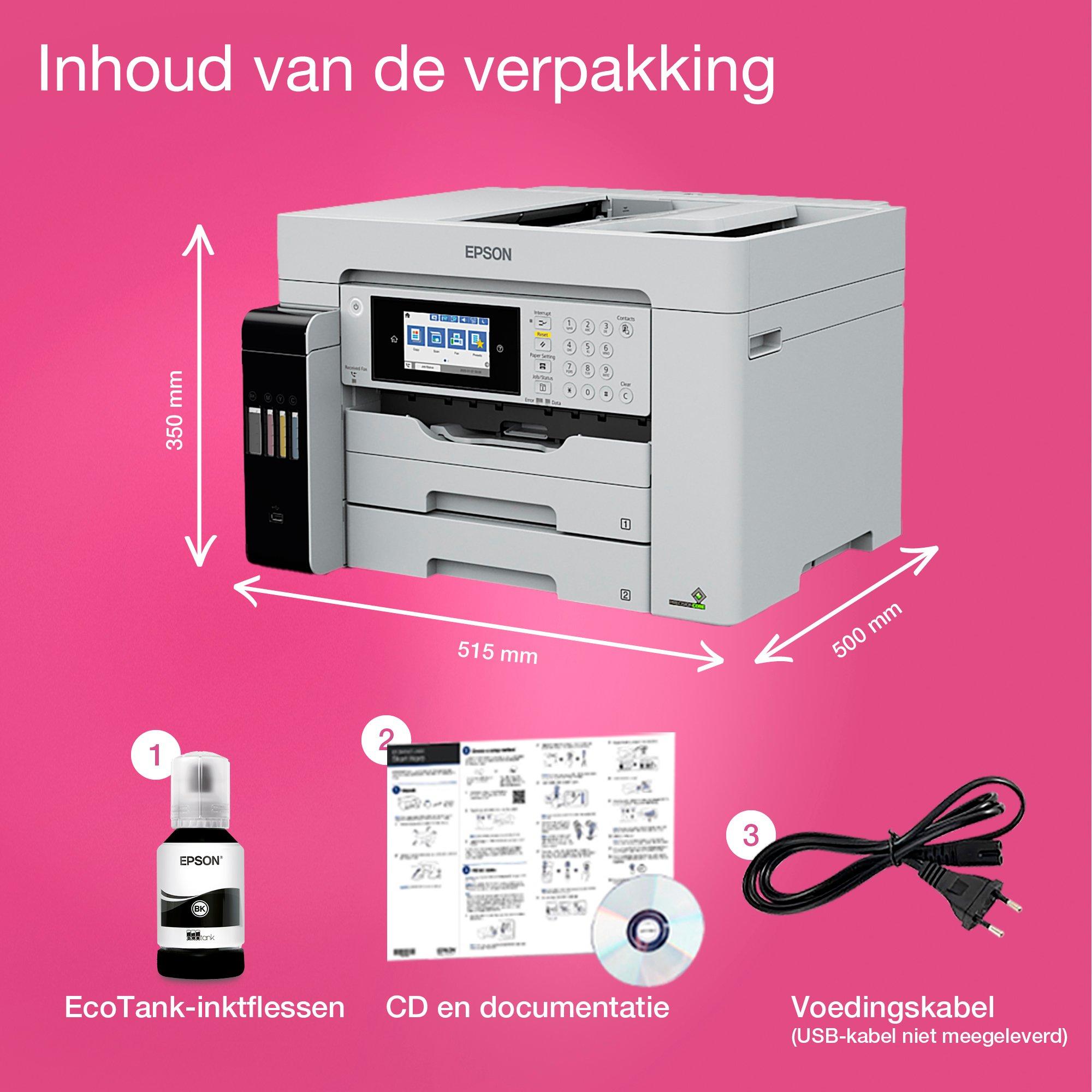 EcoTank Pro ET-M16685 multifunctionele A3+ Wi-Fi-inkttankprinter met ondersteuning voor PCL whats in the box