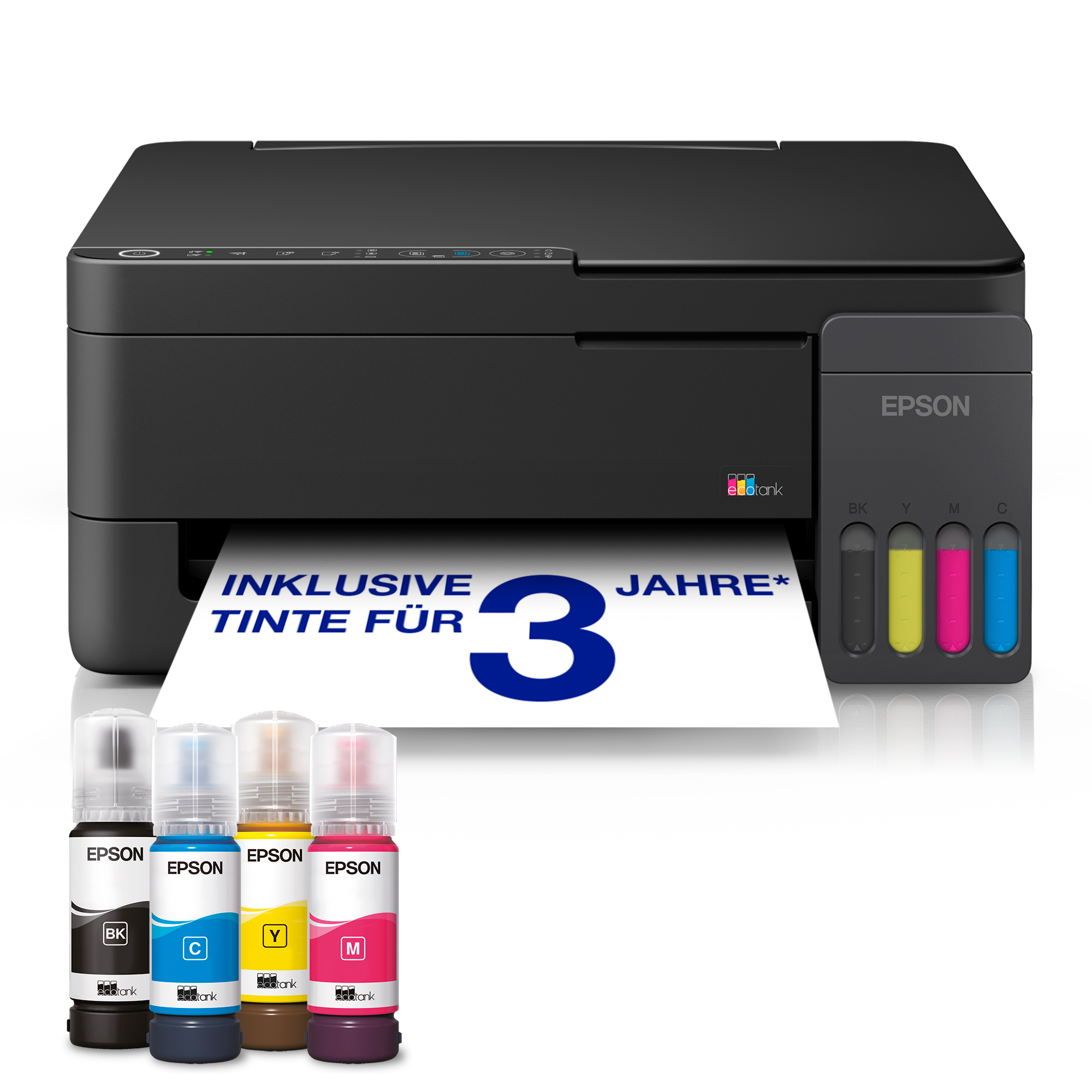 EcoTank ET-2910 A4-Multifunktions-Wi-Fi- und AirPrint-Tintentankdrucker, mit einem im Lieferumfang enthaltenen Vorrat an Tinte für bis zu 3 Jahre