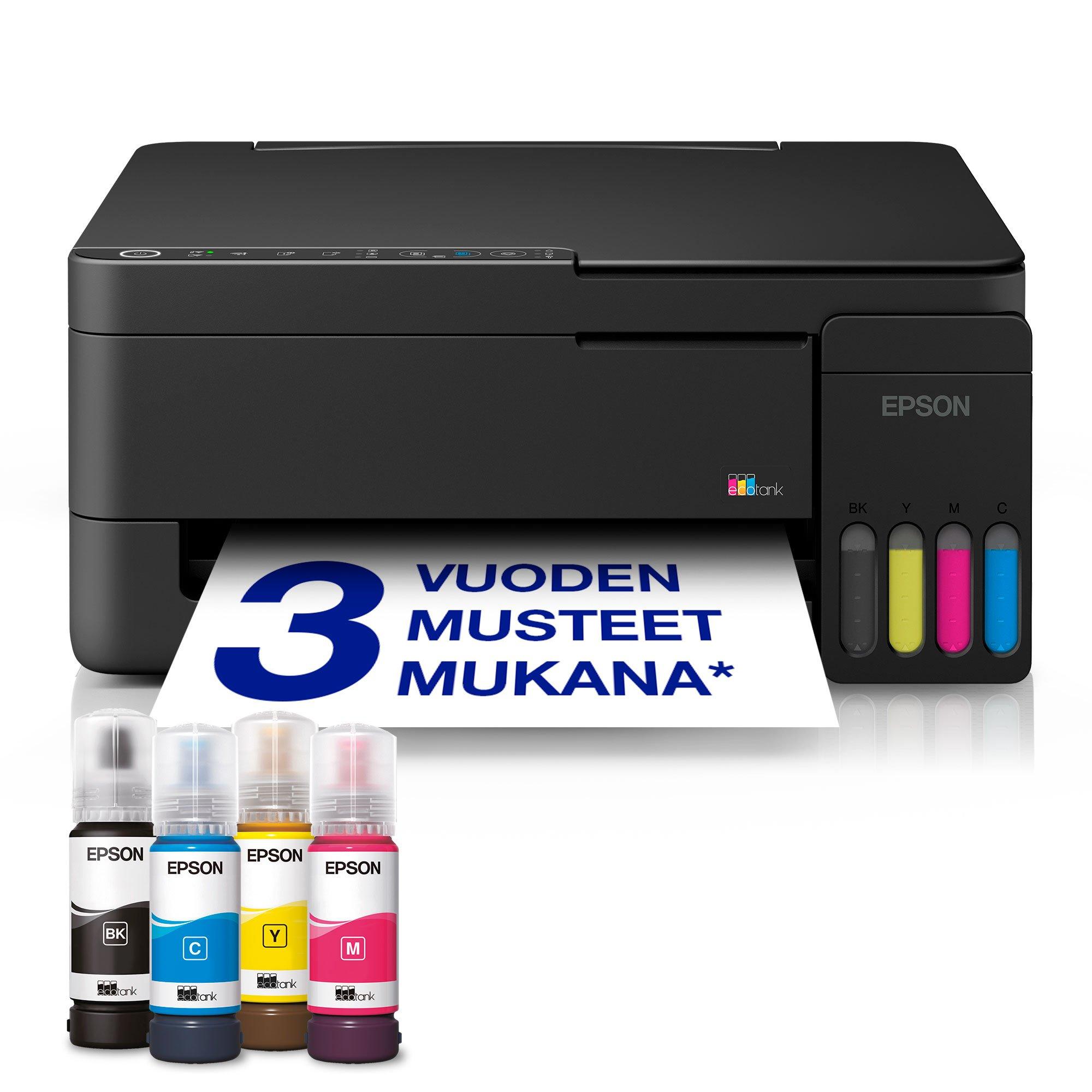 EcoTank ET-2920 A4 -monitoimitulostin Wi-Fi- ja AirPrint-tuella, LCD-näytöllä ja mustesäiliöjärjestelmällä, mukana jopa kolmen vuoden musteet