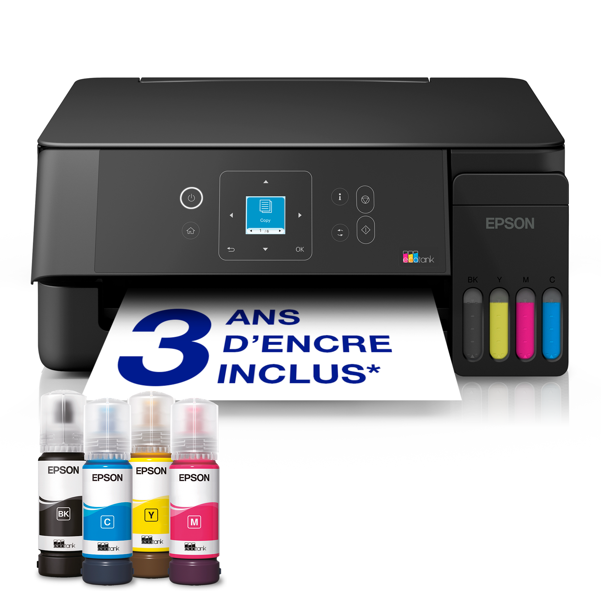 Solution d’impression multifonction A4 Wi-Fi et AirPrint EcoTank ET-2921 équipée de réservoirs d’encre, écran LCD et jusqu’à 3 ans d’encre inclus