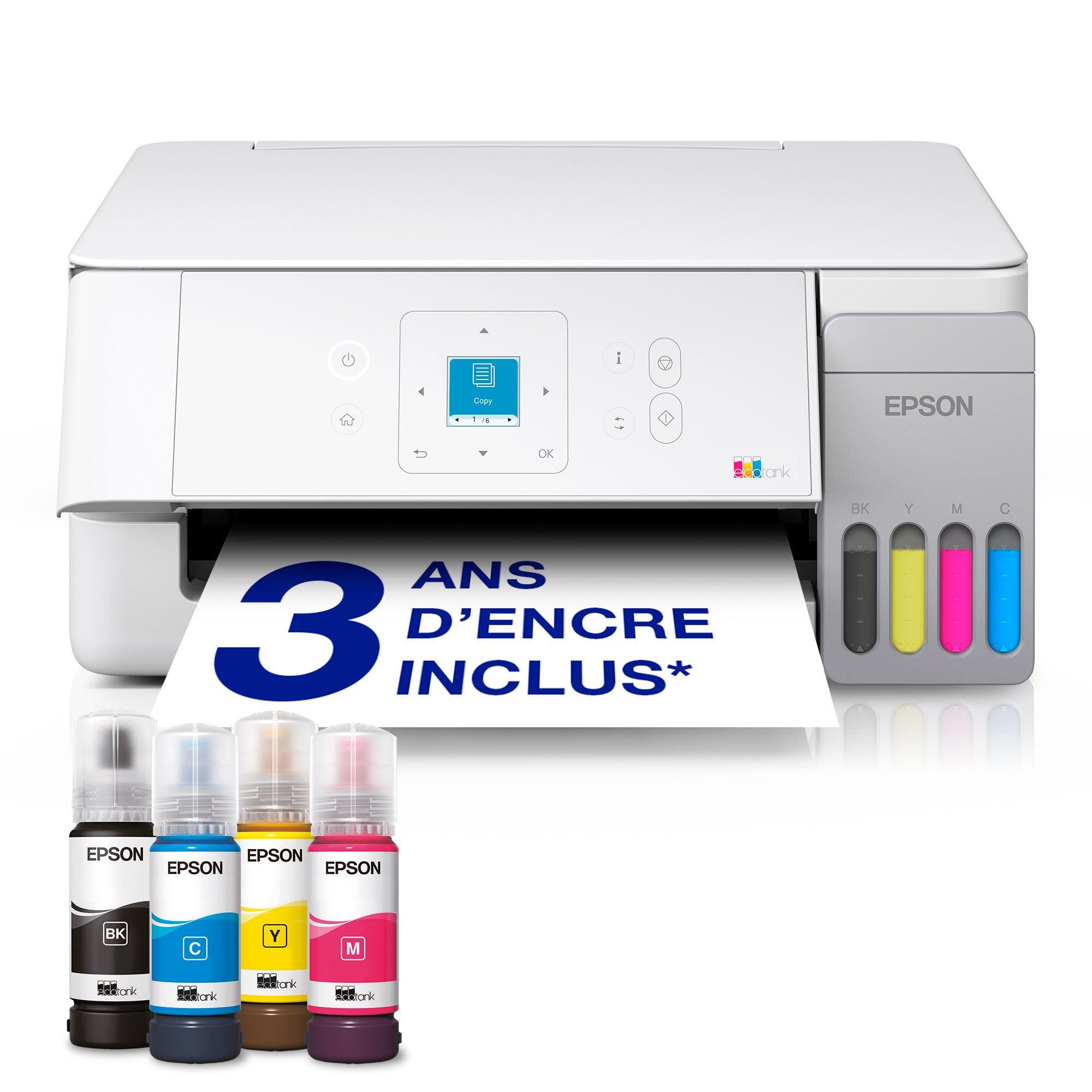 Solution d’impression multifonction A4 Wi-Fi et AirPrint EcoTank ET-2926 équipée de réservoirs d’encre, écran LCD et jusqu’à 3 ans d’encre inclus