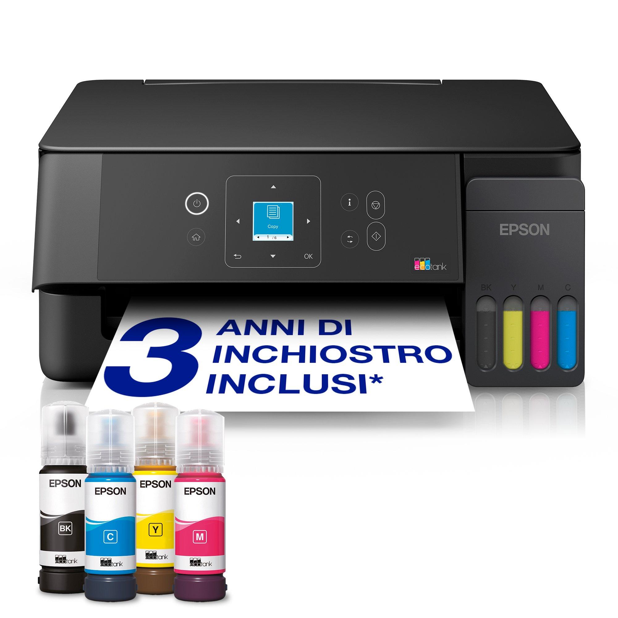 EcoTank ET-2920 stampante multifunzione A4 Wi-Fi e AirPrint con serbatoi di inchiostro e display LCD, fino a 3 anni di inchiostro inclusi