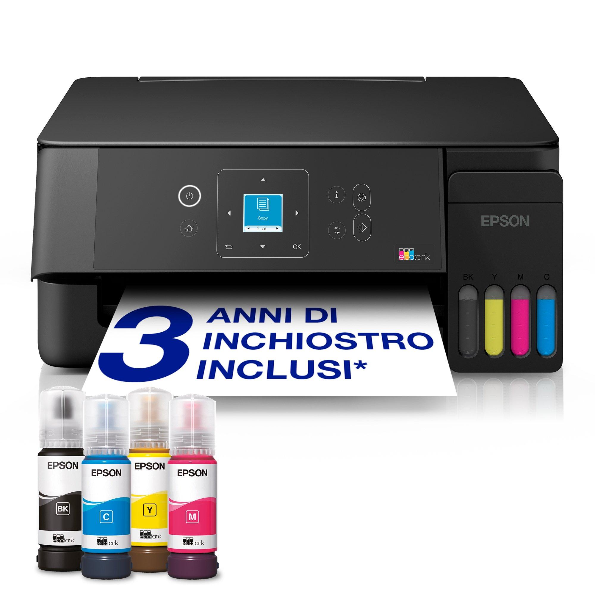 EcoTank ET-2921 stampante multifunzione A4 Wi-Fi e AirPrint con serbatoi di inchiostro e display LCD, fino a 3 anni di inchiostro inclusi