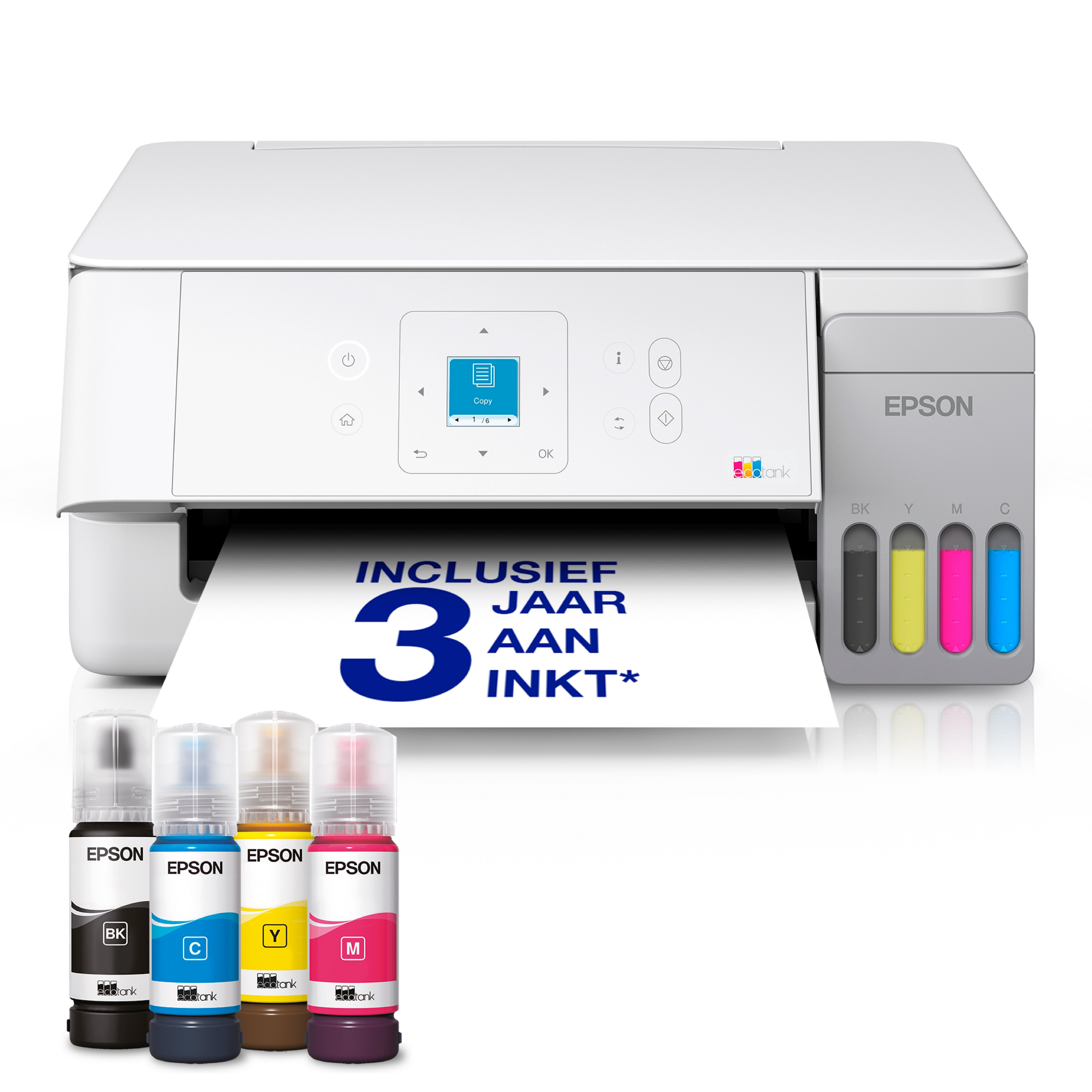 EcoTank ET-2926 multifunctionele A4 Wi-Fi en AirPrint-printer met inkttank en LCD-scherm, inclusief tot wel 3 jaar aan inkt