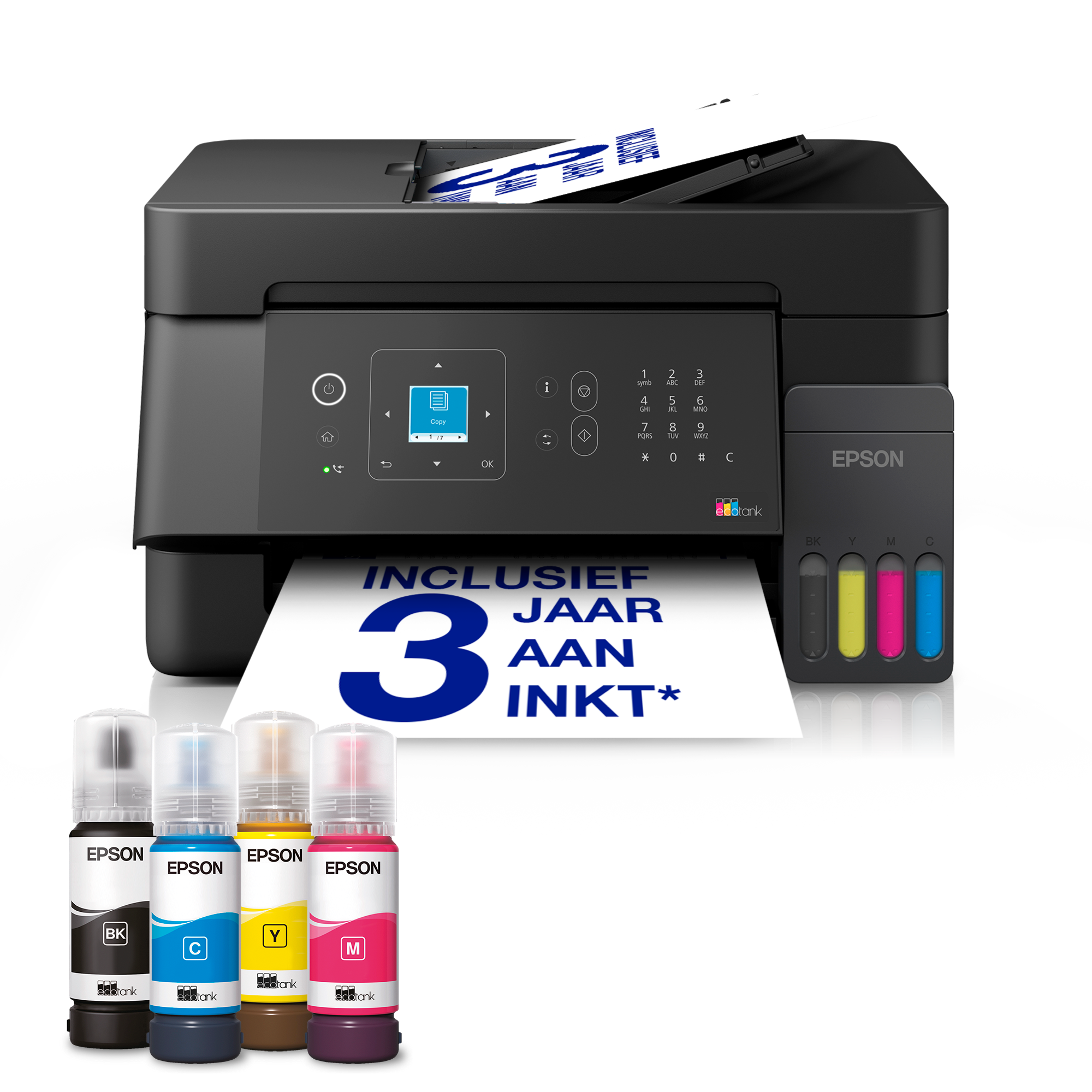 EcoTank ET-4900 multifunctionele A4 Wi-Fi en AirPrint-printer met inkttank, LCD-scherm en ADF, inclusief tot wel 3 jaar aan inkt
