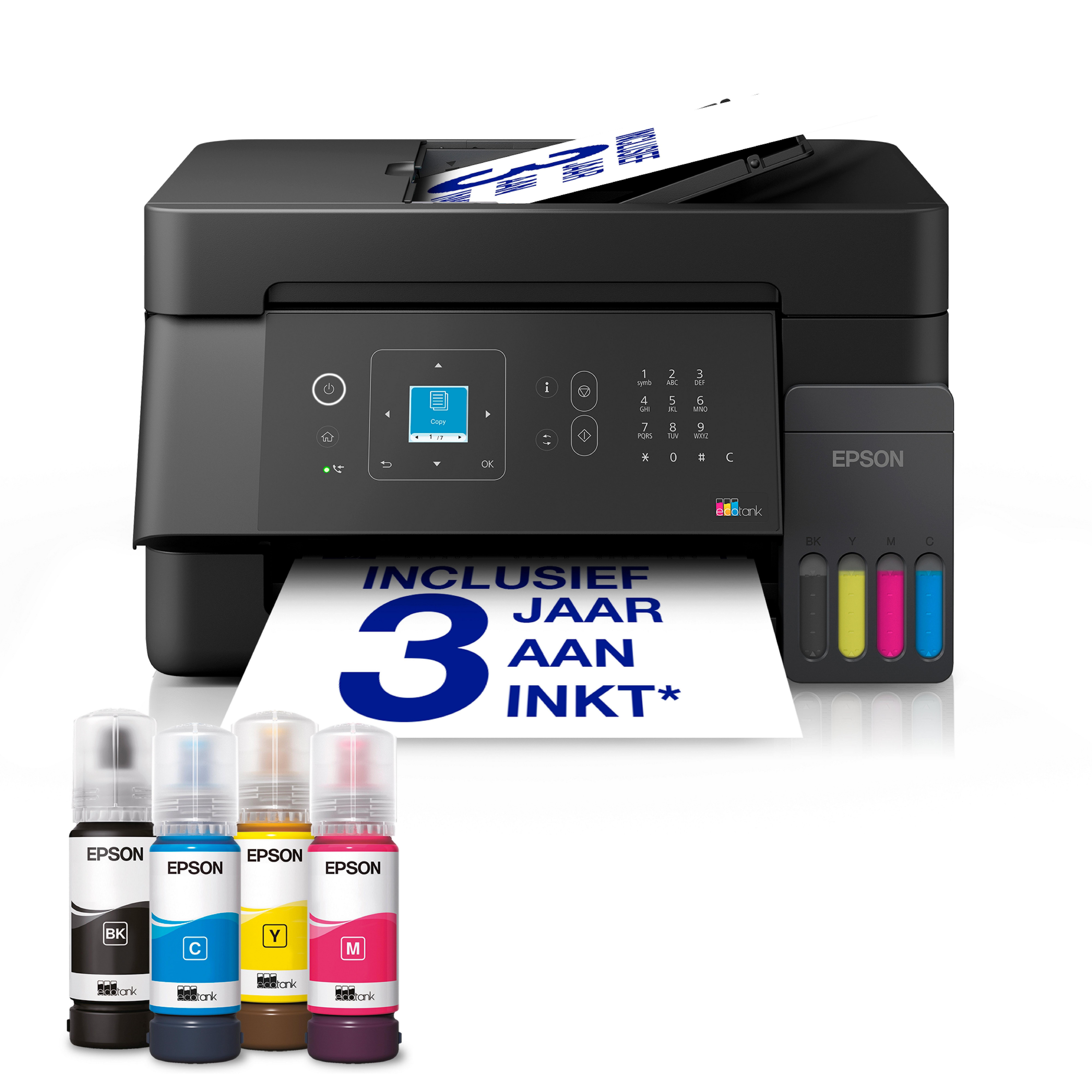 EcoTank ET-4905 multifunctionele A4 Wi-Fi en AirPrint-printer met inkttank, LCD-scherm en ADF, inclusief tot wel 3 jaar aan inkt