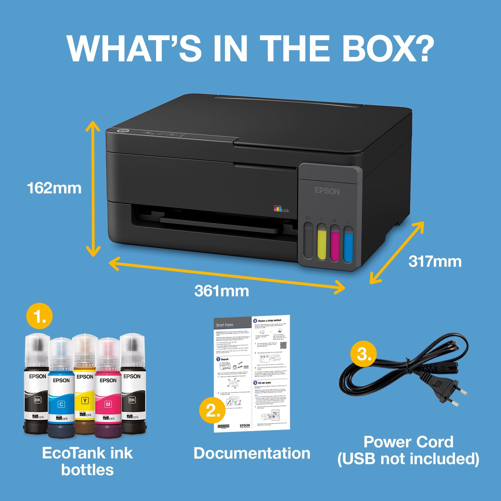 EcoTank L3310 A4 Multifunction Ink Tank Printer With Up To 3 Years Of Ink Included whats in the box