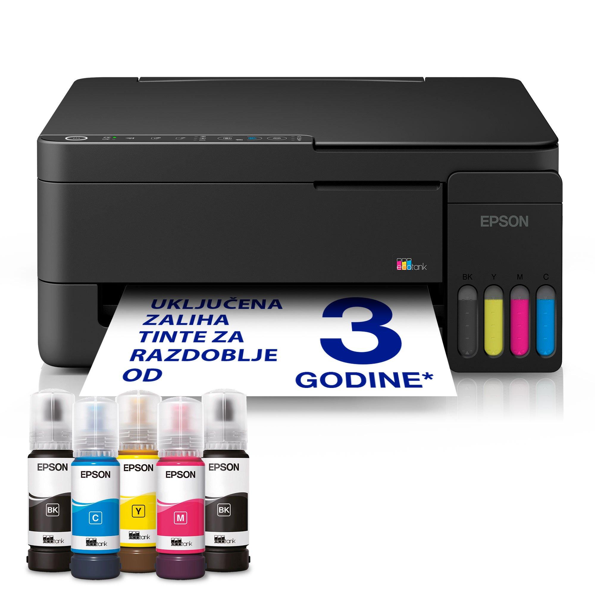 Višenamjenski pisač EcoTank L3352 Wi-Fi & AirPrint za format A4, sa spremnikom za tintu i uključenom zalihom tinte za do tri godine