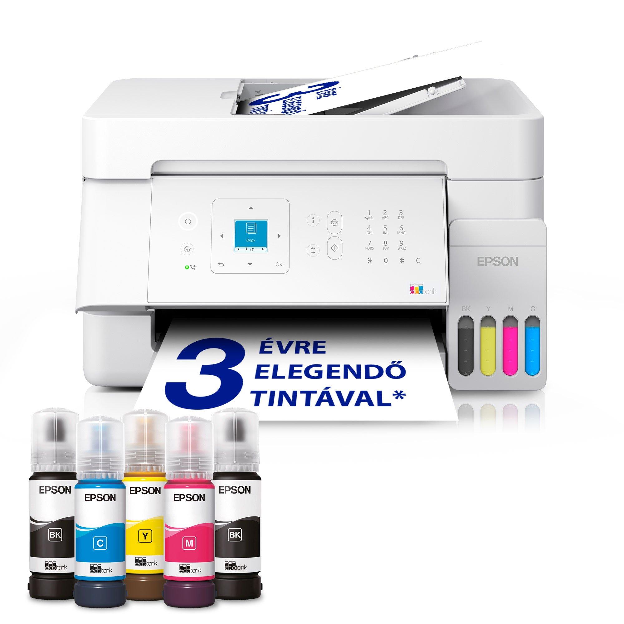 EcoTank L5396 A4-es többfunkciós, Wi-Fi-s, valamint AirPrint funkciós, tintatartályos nyomtató LCD kijelzővel, automata lapadagolóval és akár 3 évre elegendő tintával