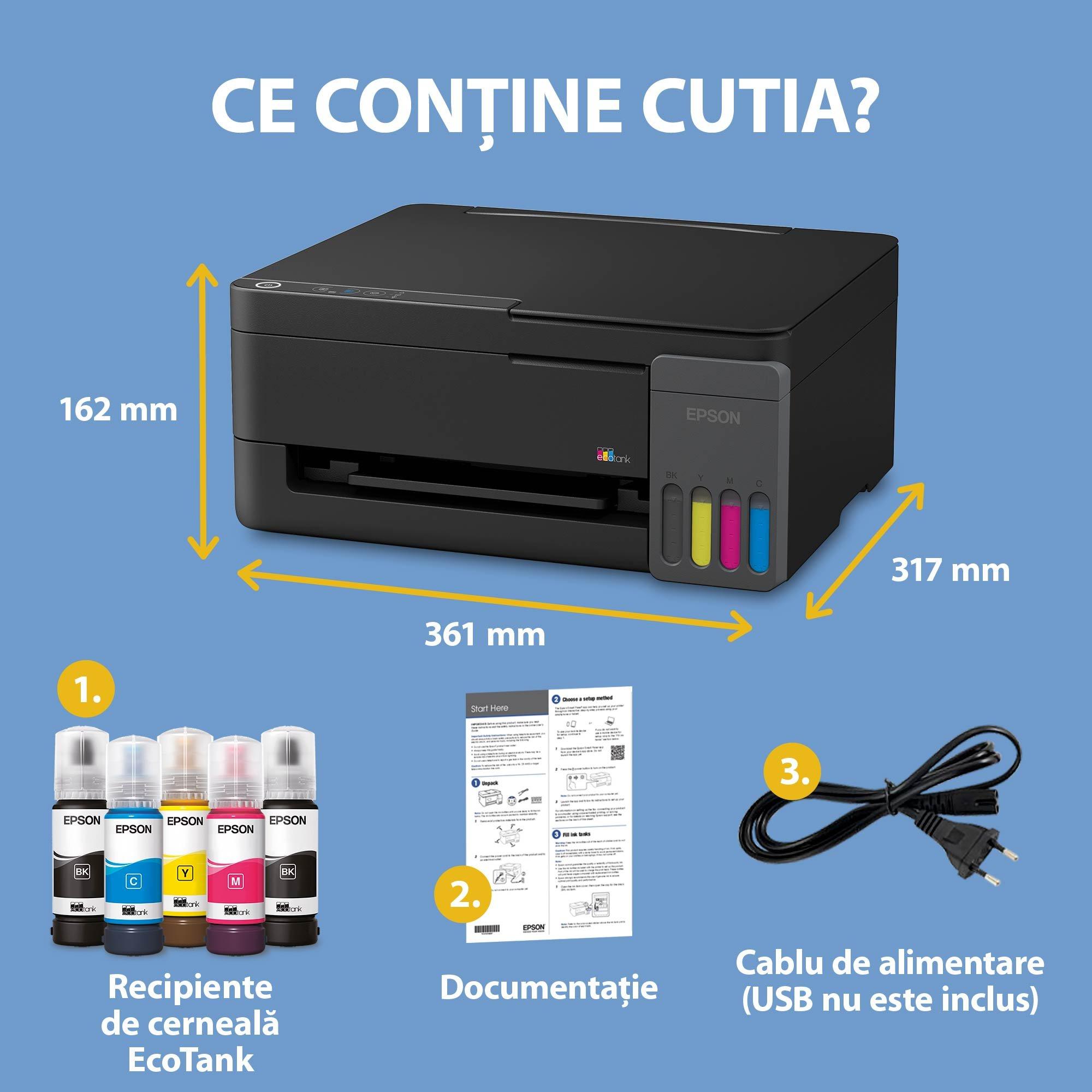 EcoTank L3310 - Multifuncțional A4 cu rezervor de cerneală și cerneală pentru utilizare până la 3 ani inclusă în cutie whats in the box