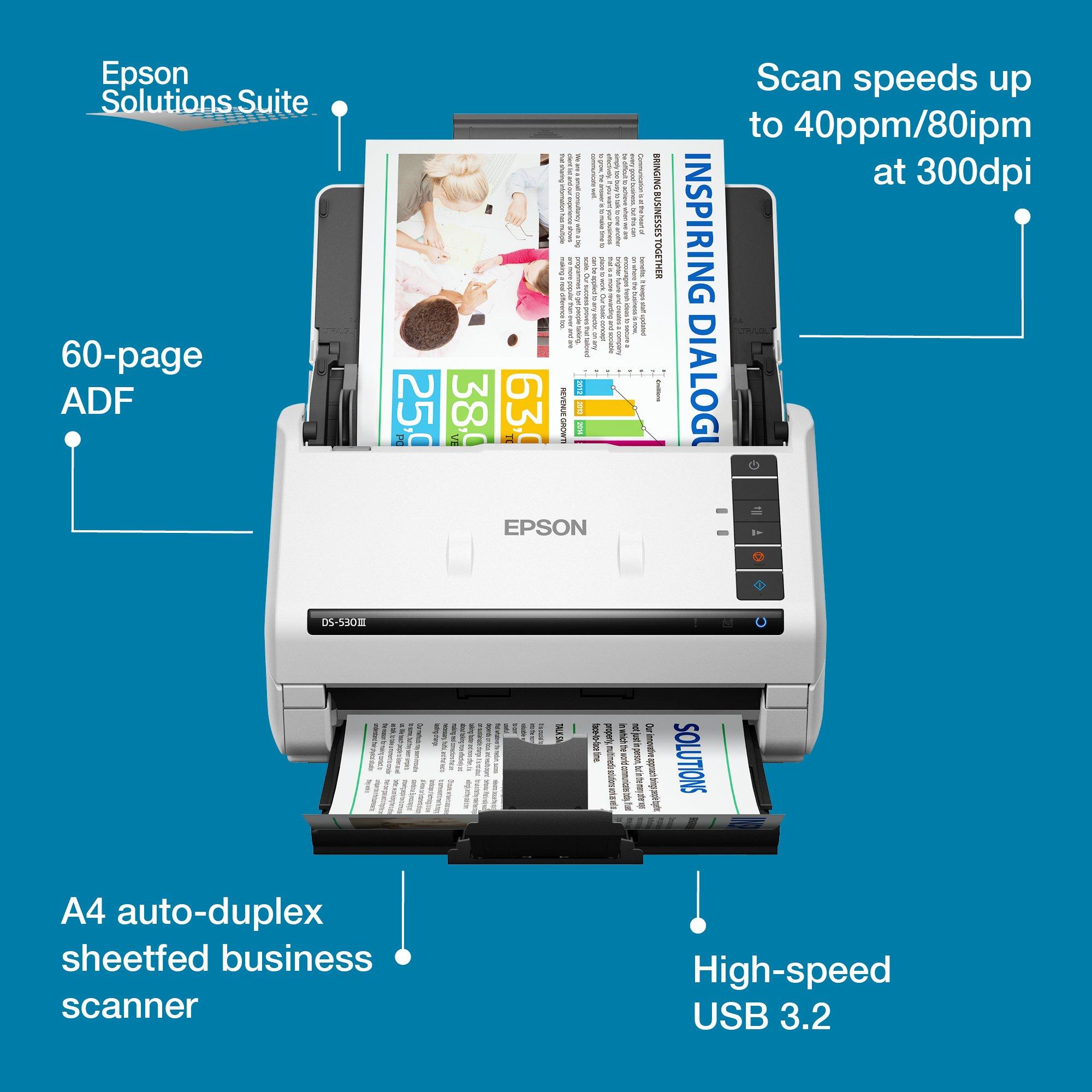 WorkForce DS-530III auto-duplex scanner, allows quick
