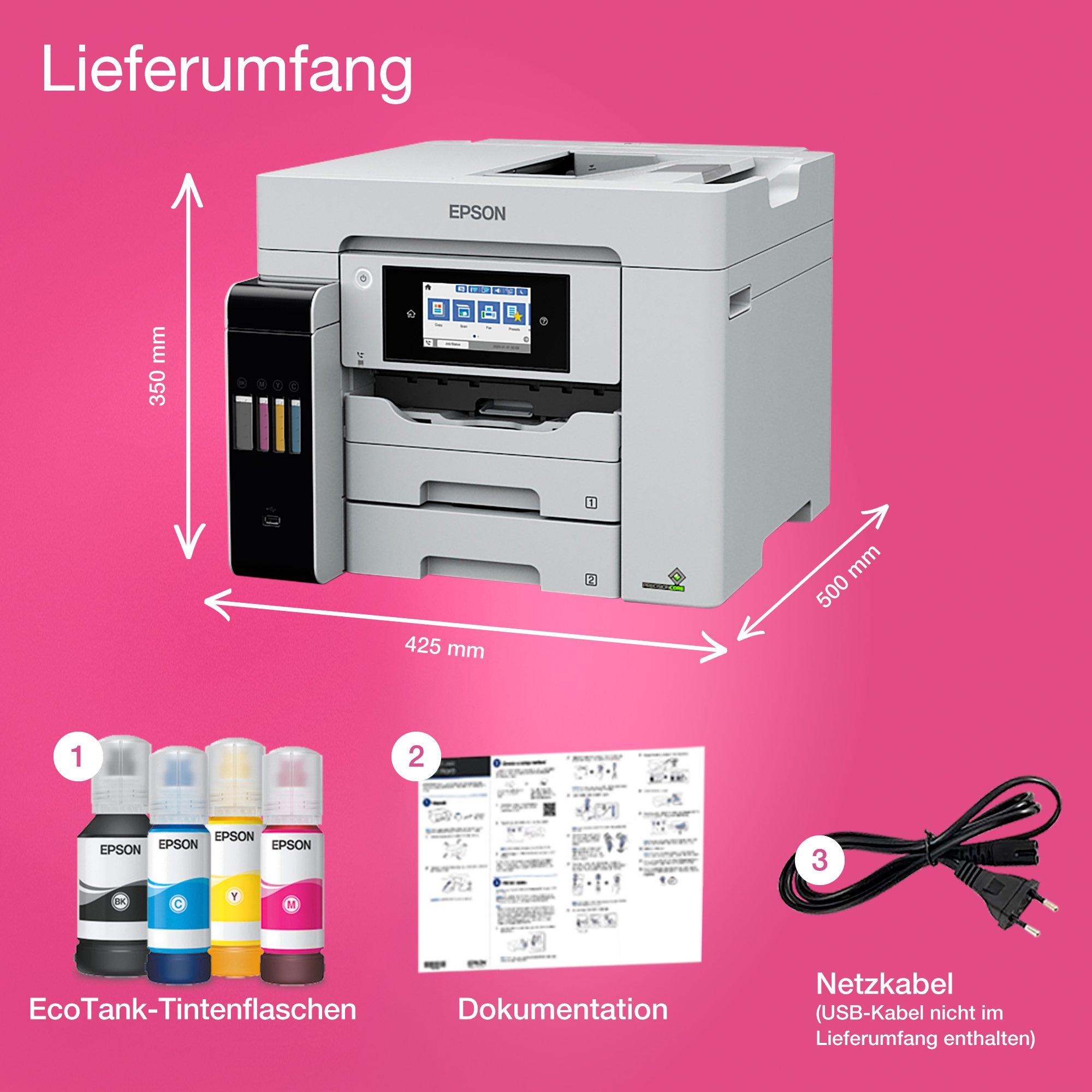 EcoTank ET-5880 A4-Multifunktionsdrucker mit Wi-Fi-Tintentank, Scan-, Kopier- und Faxfunktion whats in the box