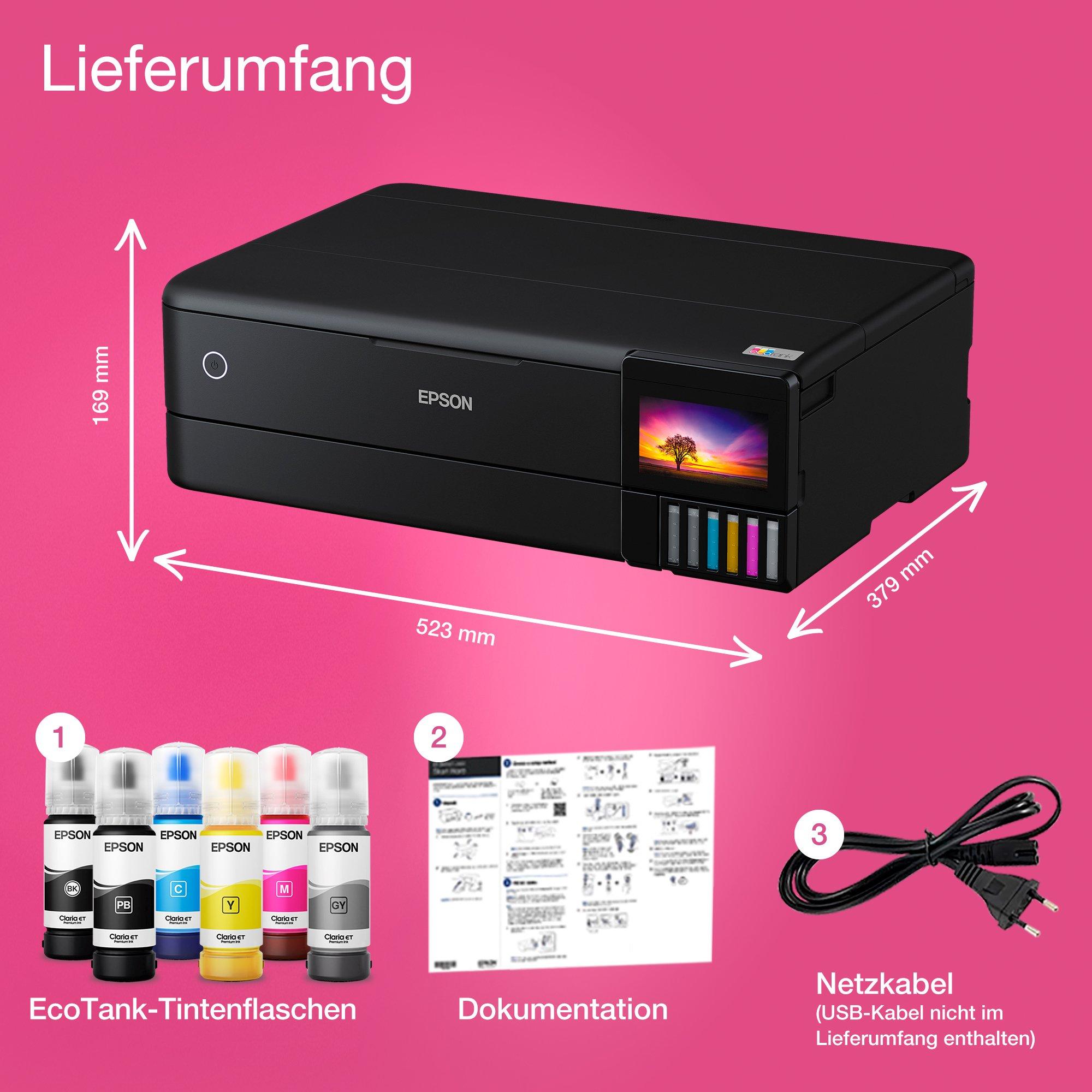 EcoTank ET-8550 DIN-A3+-WLAN-Tintentank-Fotodrucker whats in the box