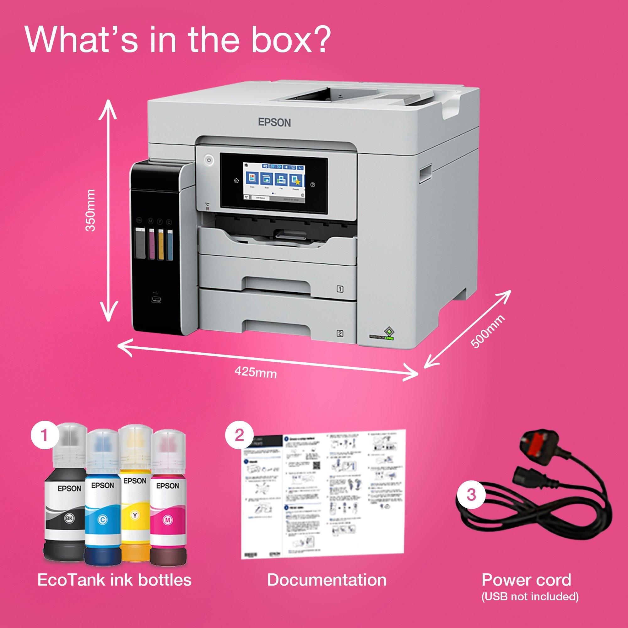 EcoTank ET-5880 A4 Multifunction Wi-Fi Ink Tank Printer with Scan, Copy And Fax whats in the box