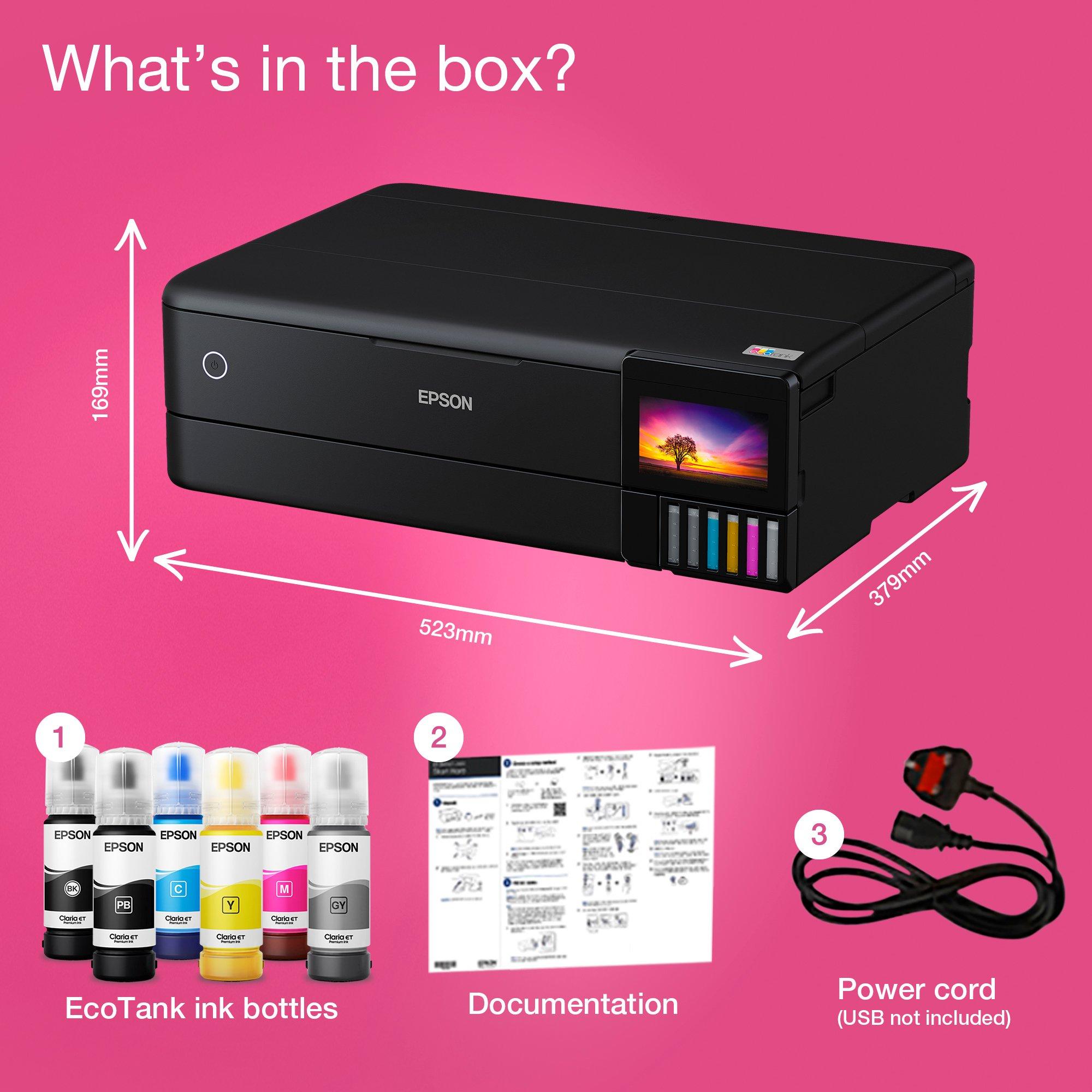 EcoTank ET-8550 A3+ Wi-Fi Ink Tank Photo Printer whats in the box