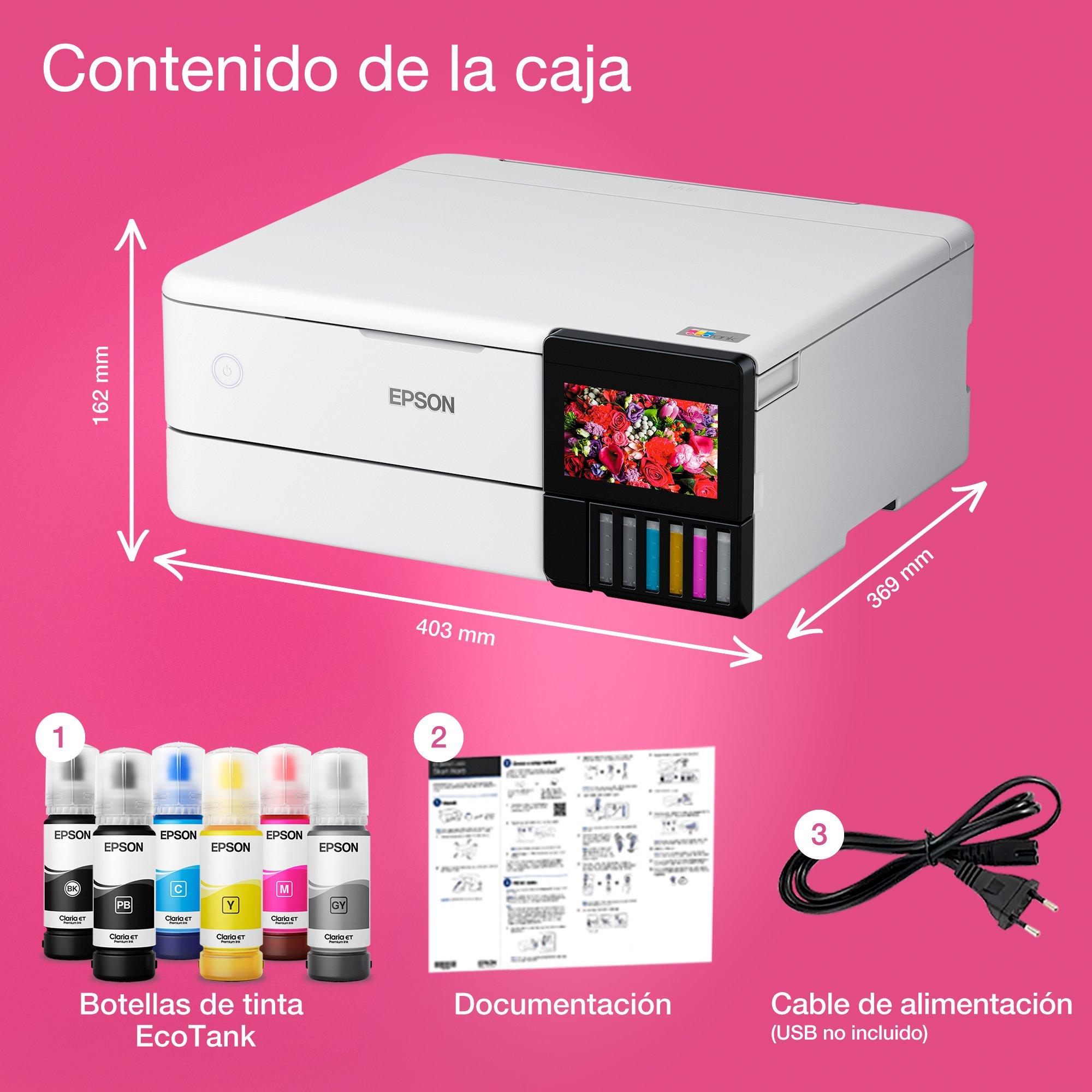 Impresora fotográfica EcoTank ET-8500 A4 con depósito de tinta y Wi-Fi whats in the box