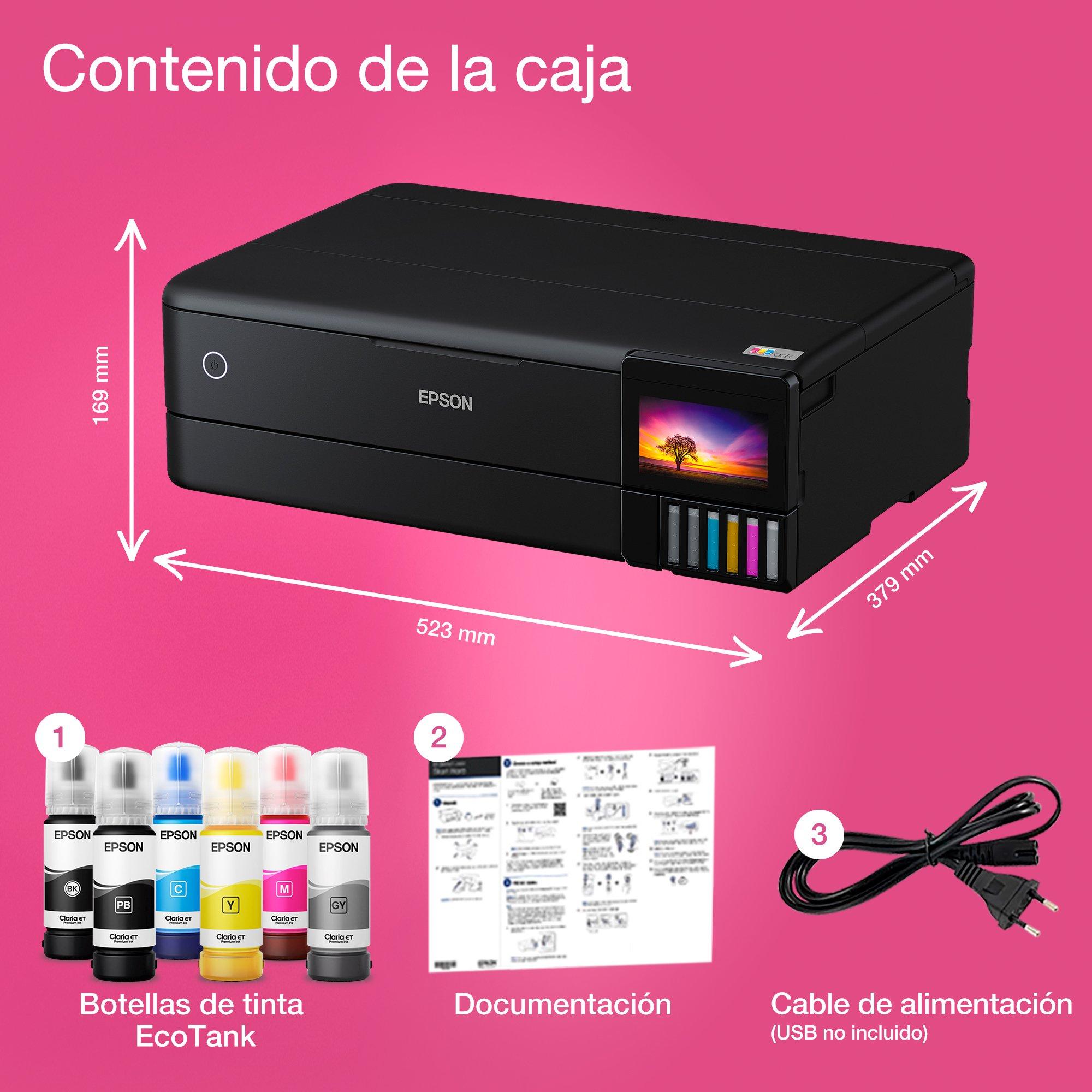 Impresora fotográfica EcoTank ET-8550 A3+ con depósito de tinta y Wi-Fi whats in the box