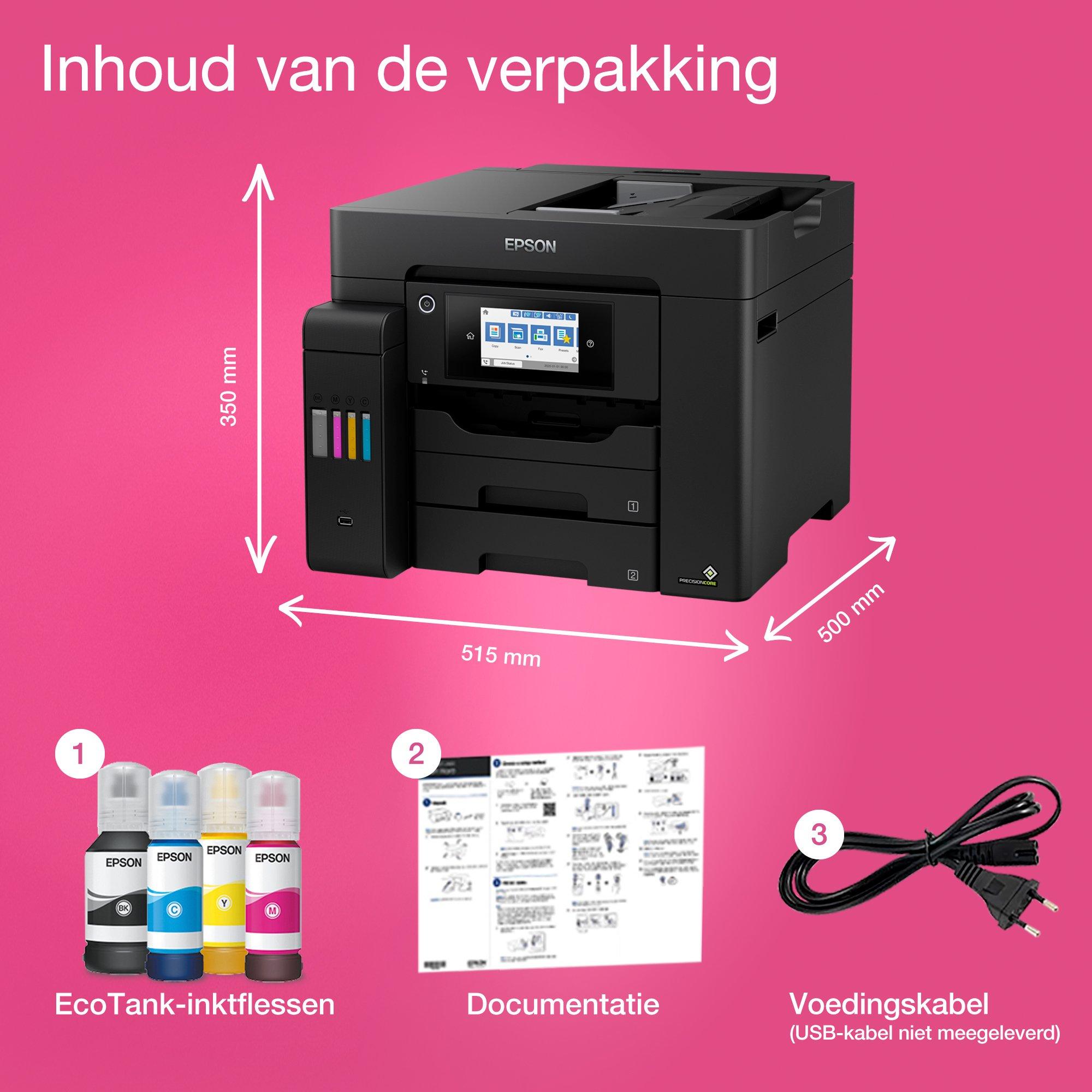 EcoTank ET-5855 multifunctionele A4 Wi-Fi-inkttankprinter met fax whats in the box